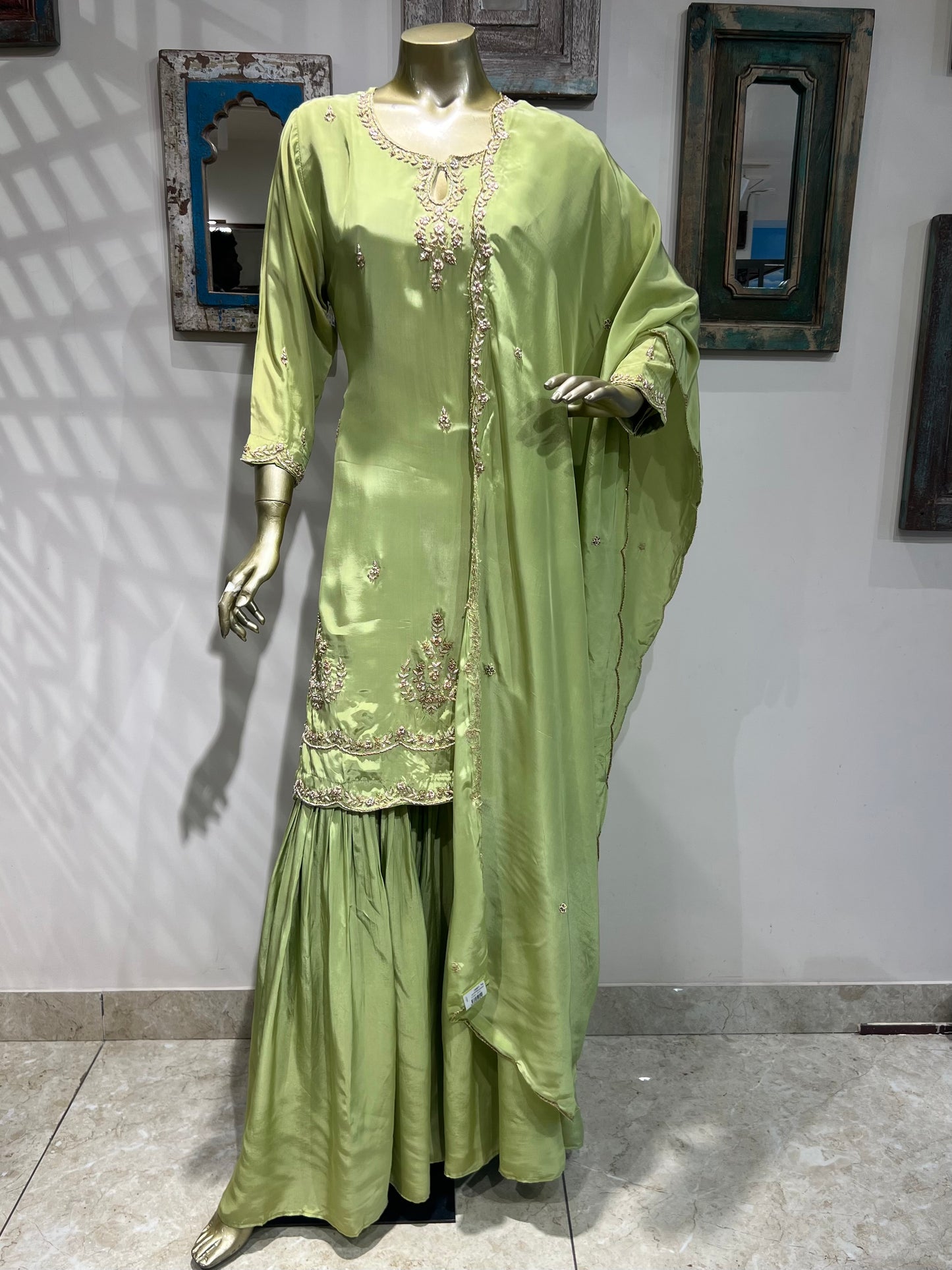 Parrot Green Sharara Suit