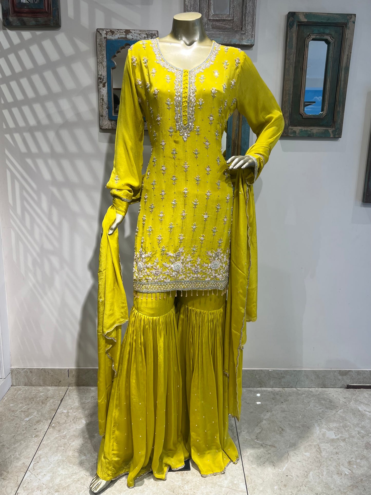 Lime Chinon Sharara Set