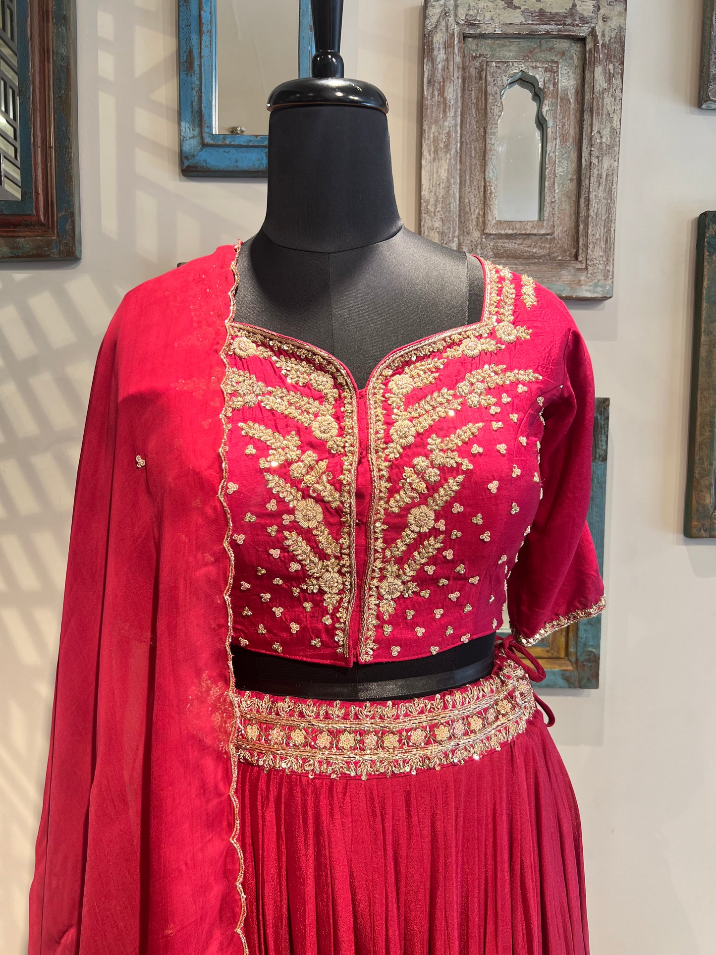Maroon Hand Work Lehanga