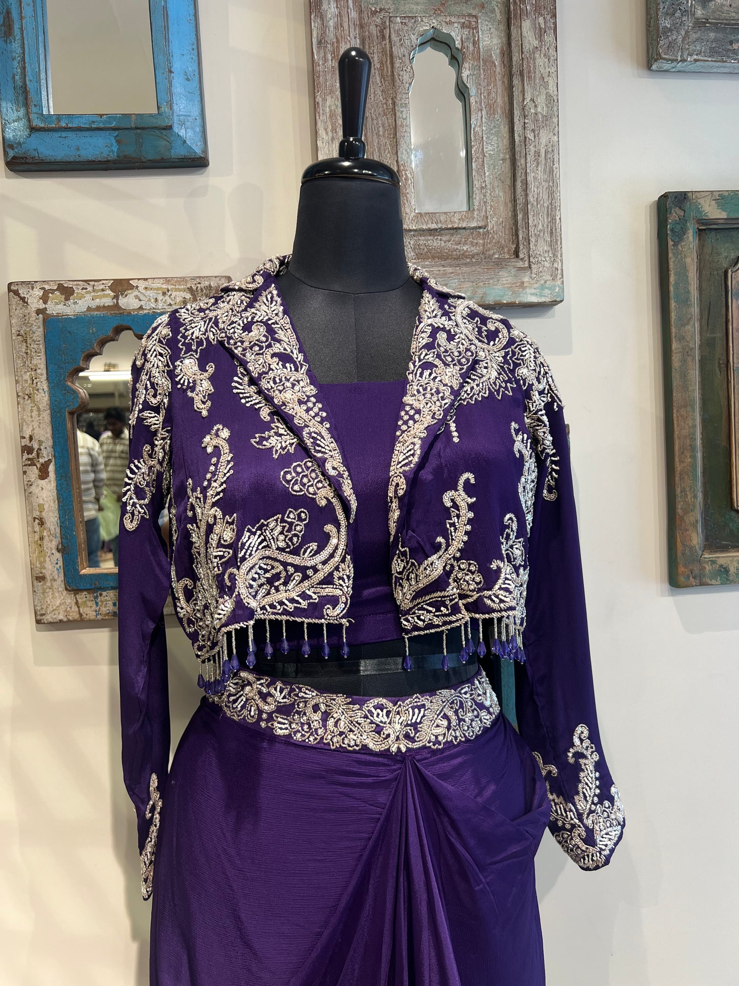 Purple Jacket Indo Western
