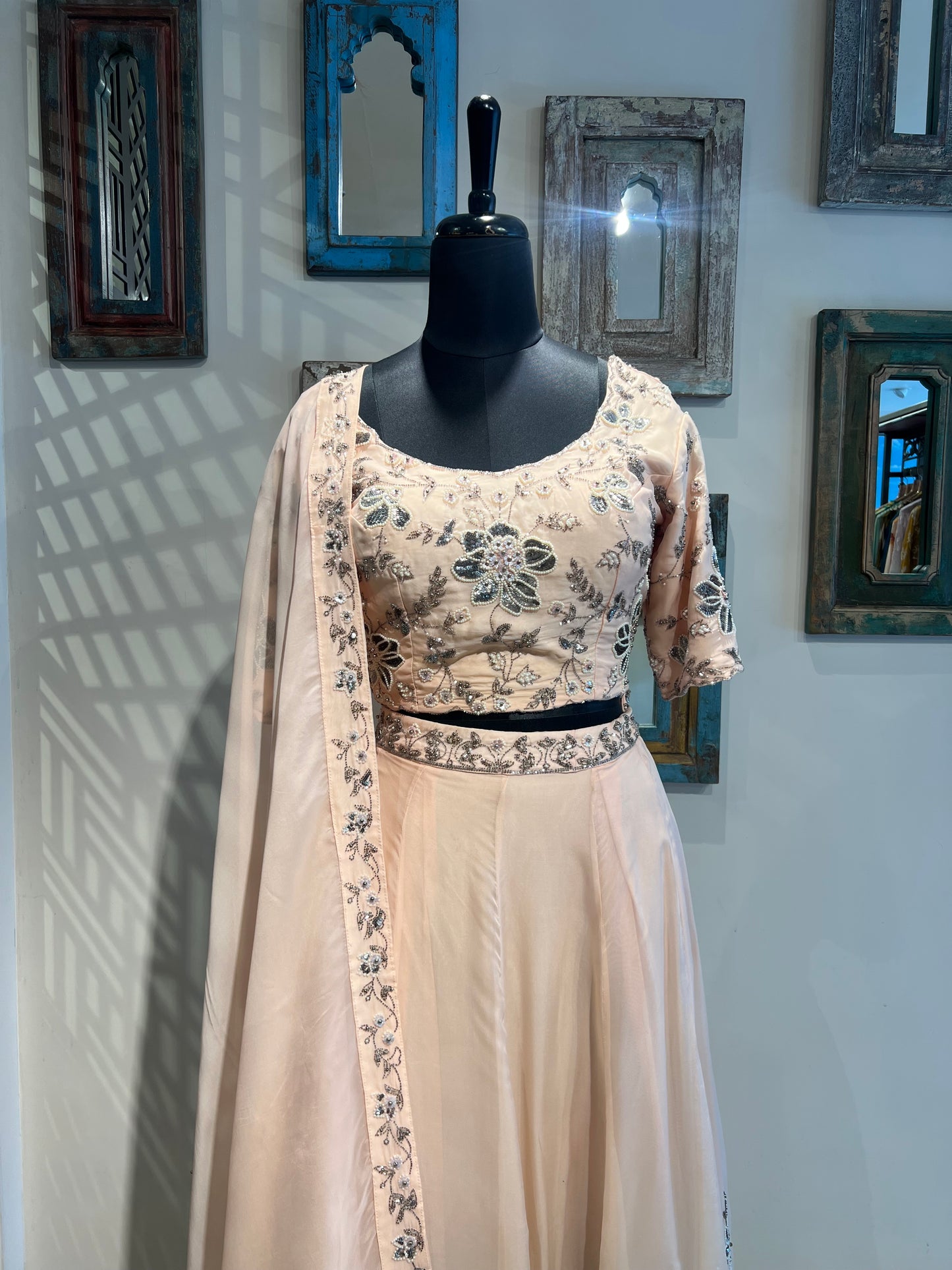 Peach Hand Work Lehanga