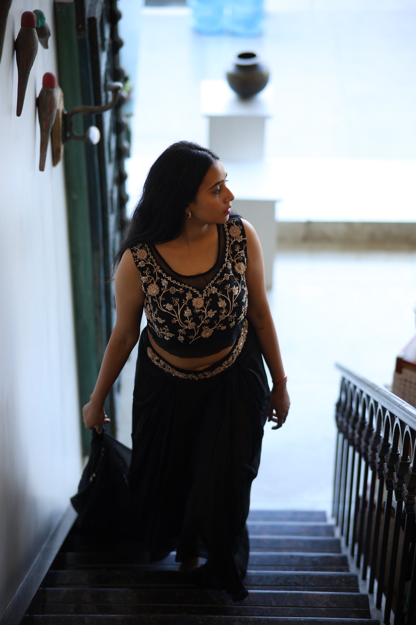 Black Zardozi Work Indo Western