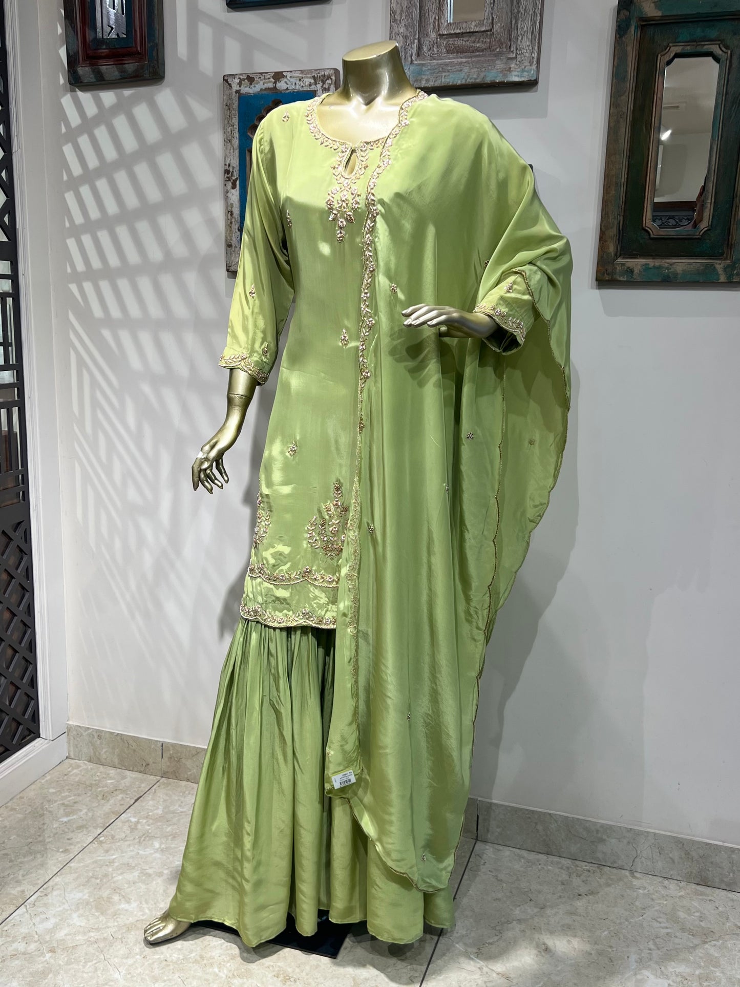 Parrot Green Sharara Suit