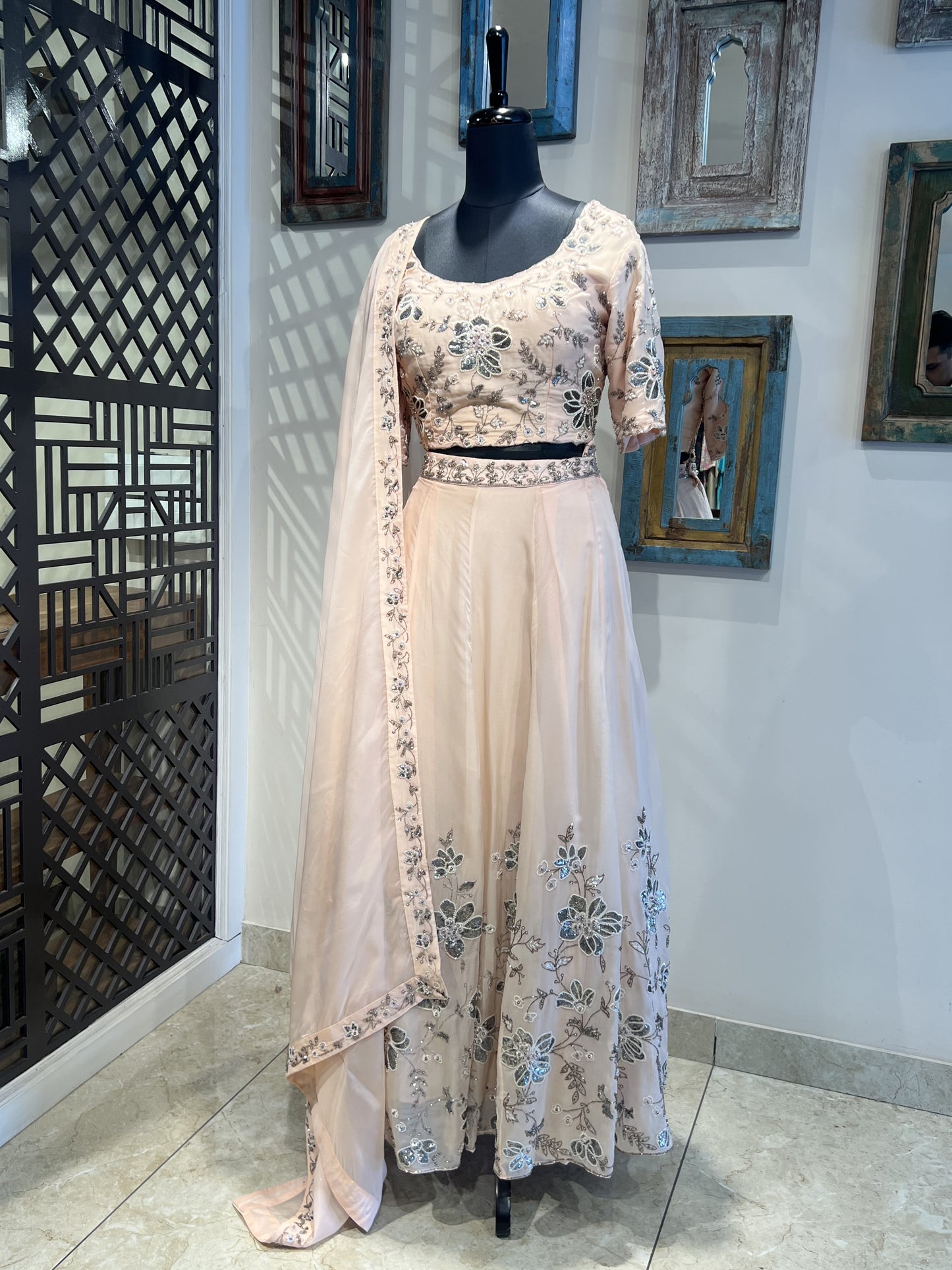 Peach Hand Work Lehanga