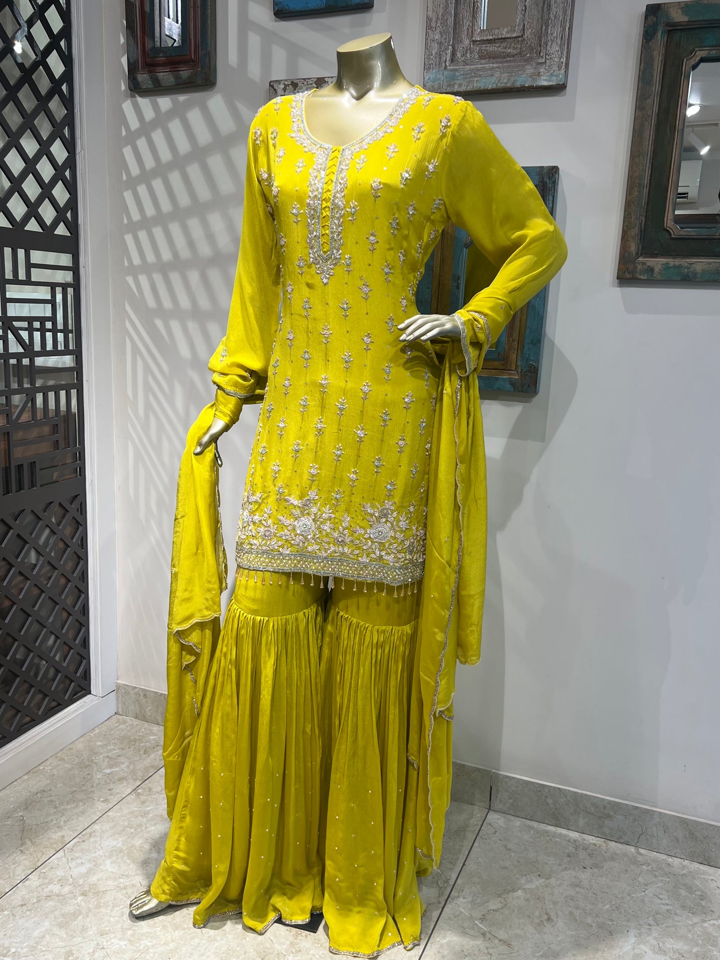 Lime Chinon Sharara Set