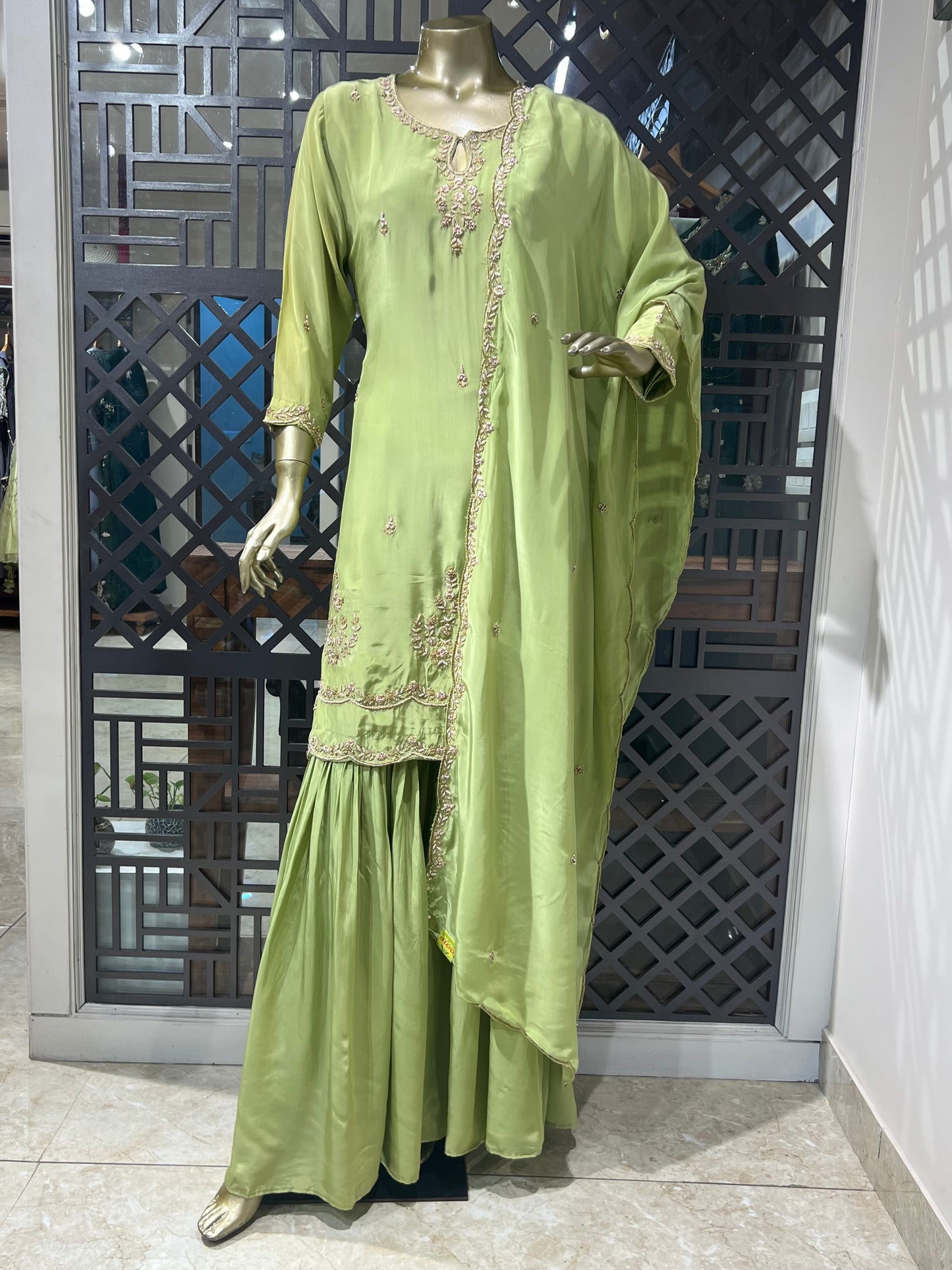 Parrot Green Sharara Suit