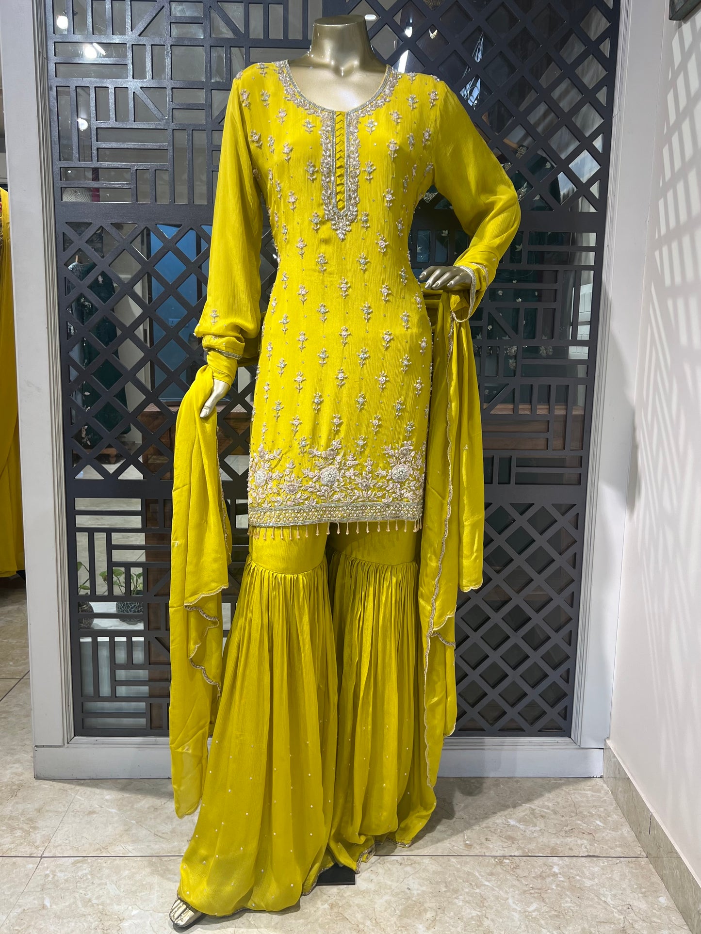 Lime Chinon Sharara Set