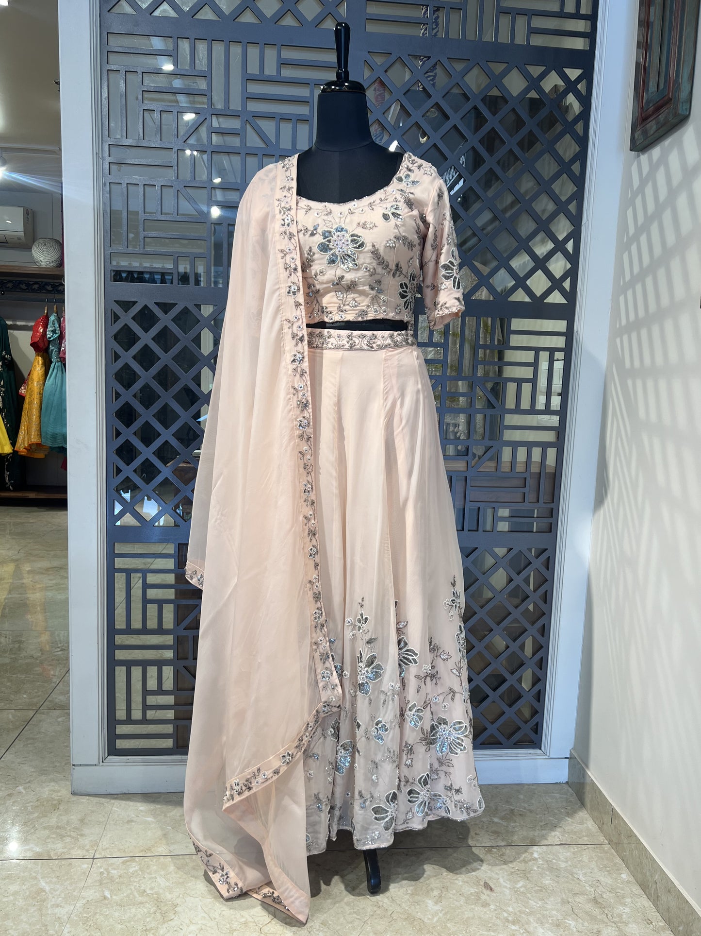 Peach Hand Work Lehanga