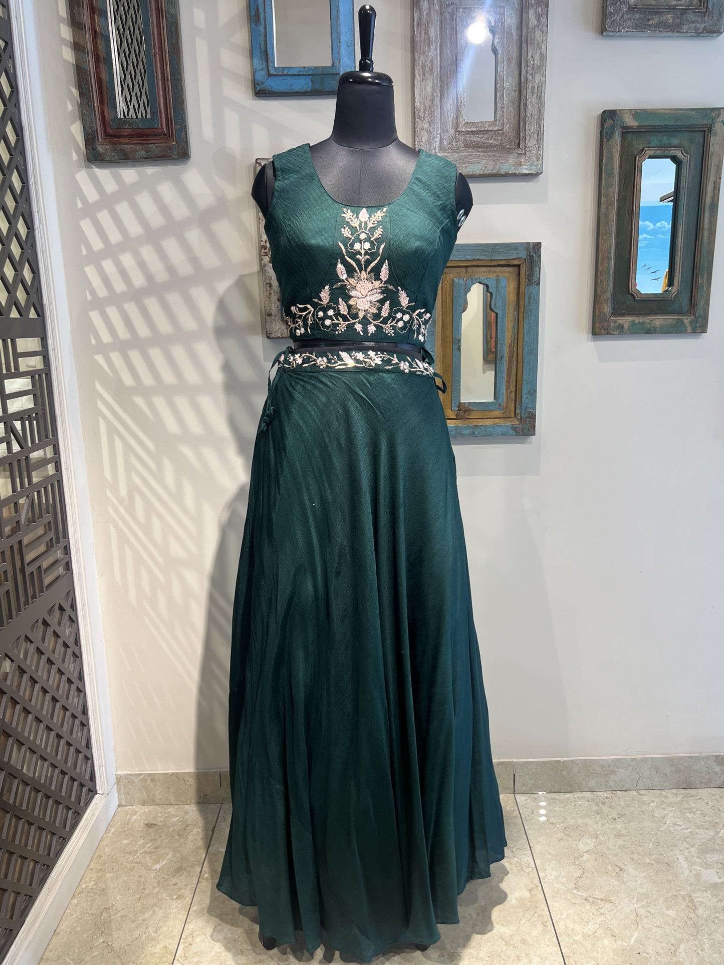 Bottle Green Lehanga with Jacket