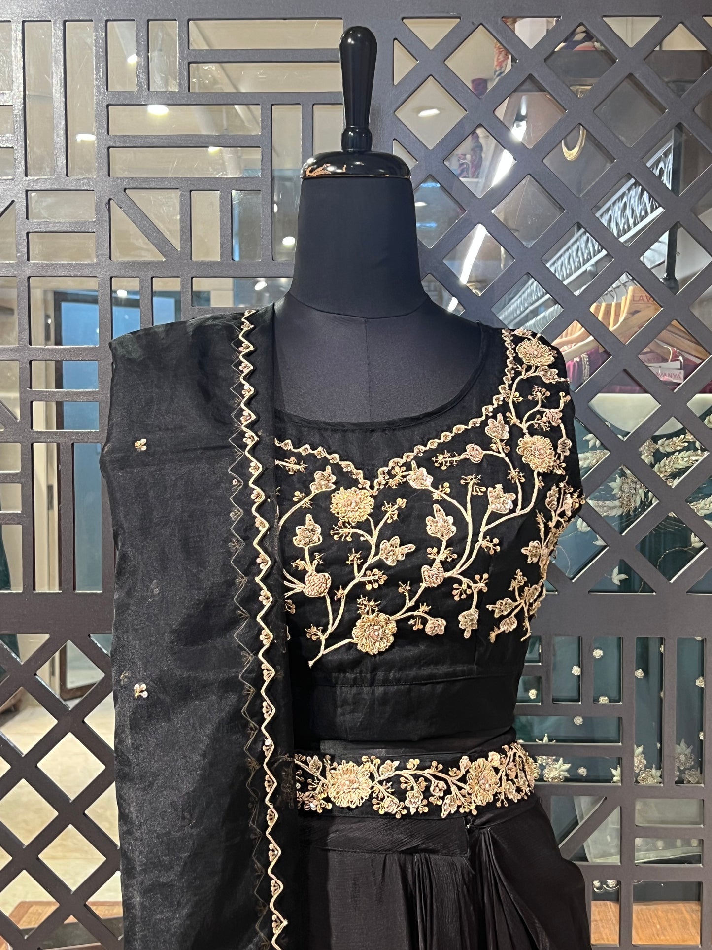 Black Zardozi Work Indo Western