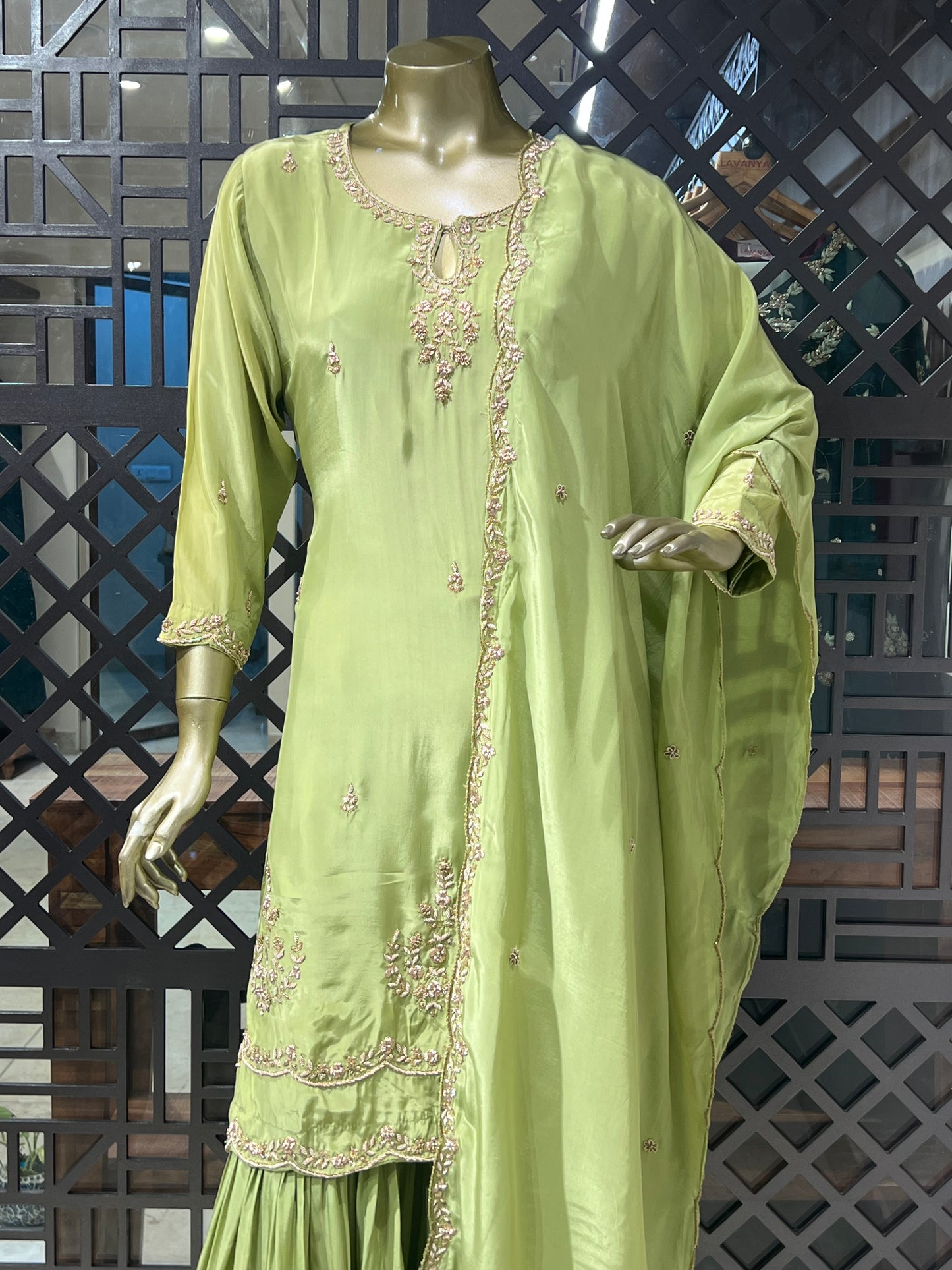 Parrot Green Sharara Suit