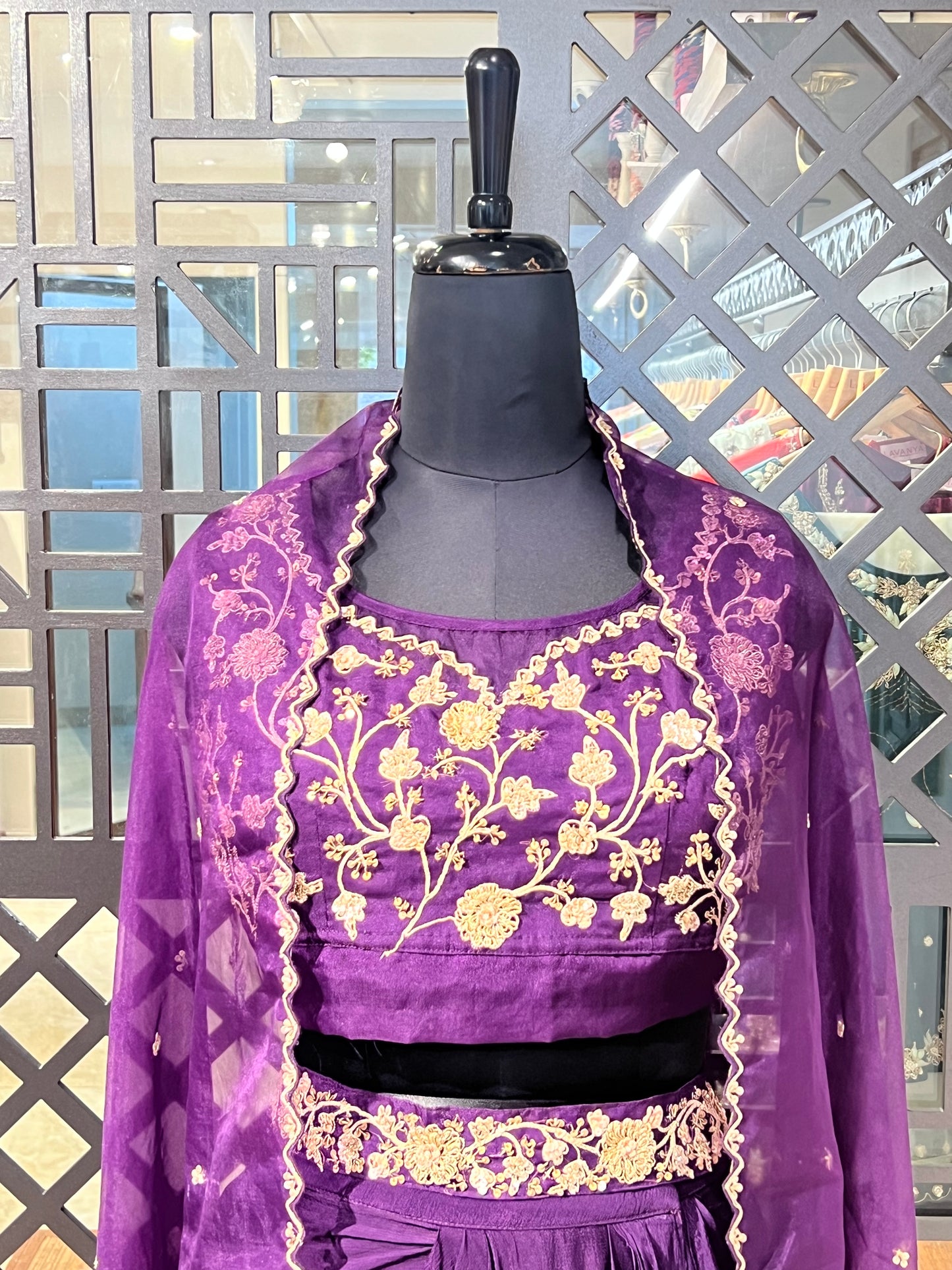 Purple Zardozi Work Indo Western