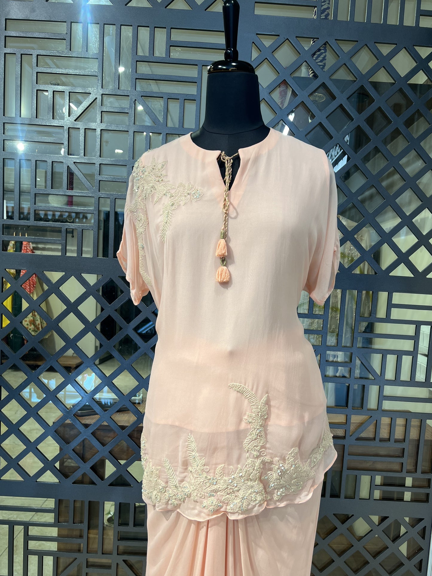 Peach Dori Work Indo Western