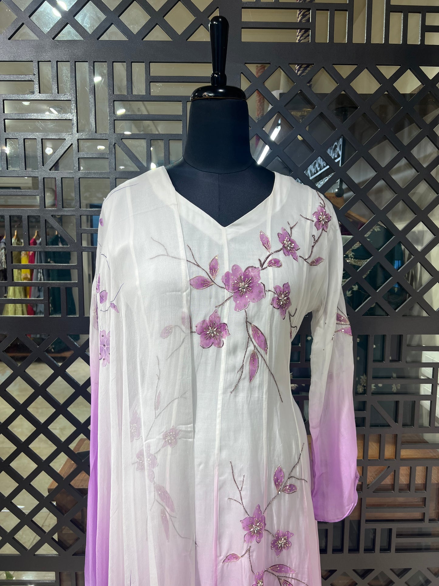 Ombre Dyed with Hand Painted Gown