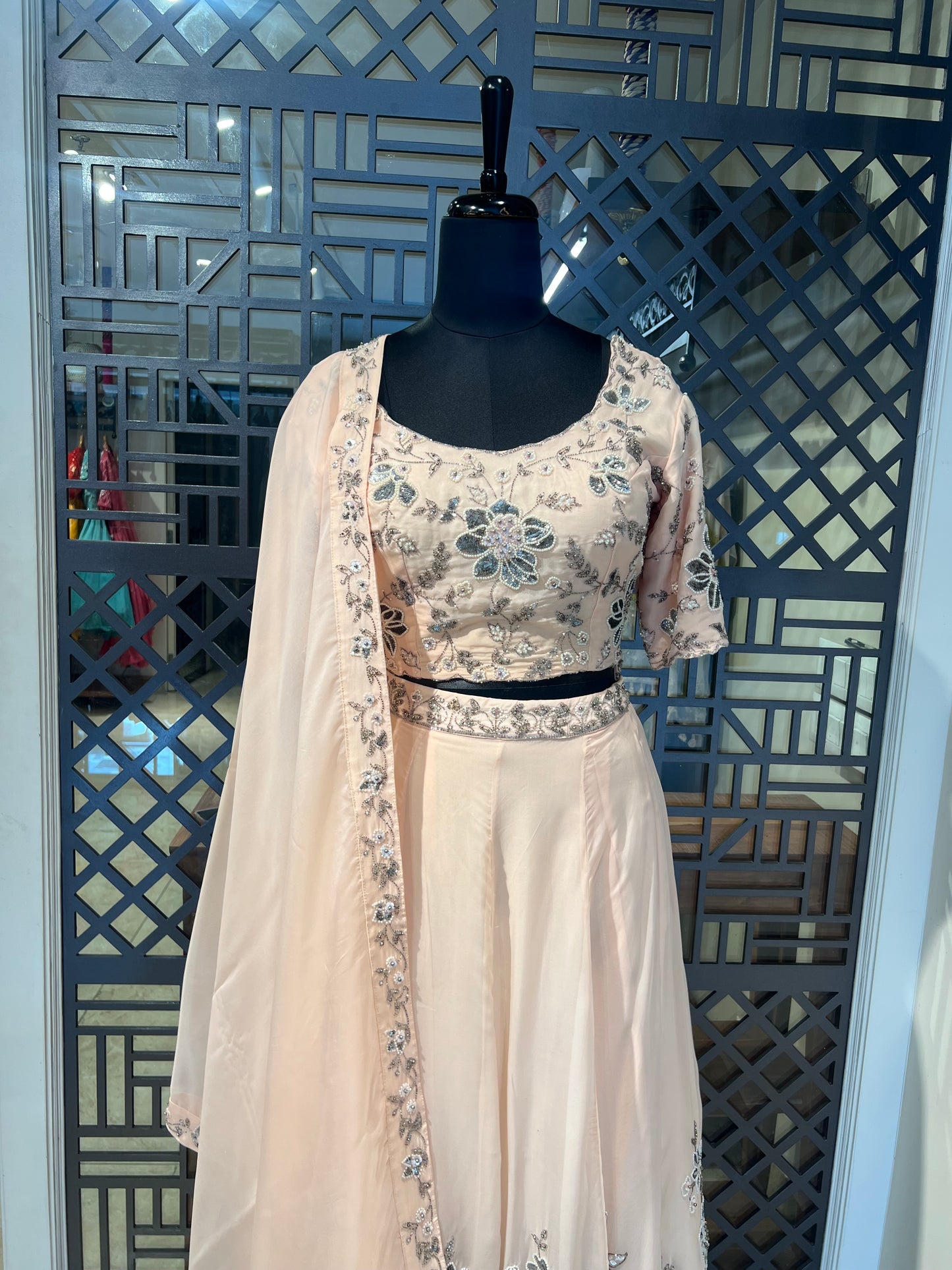 Peach Hand Work Lehanga