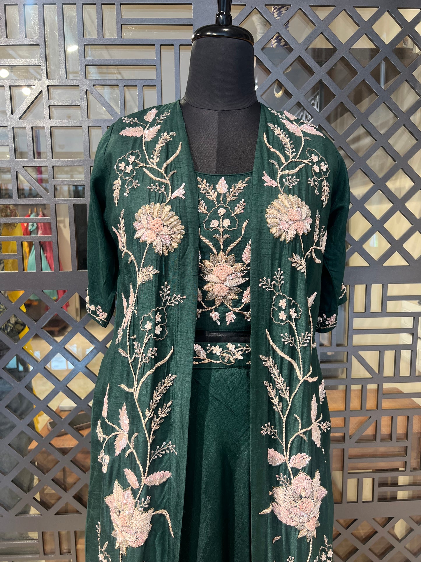 Bottle Green Lehanga with Jacket