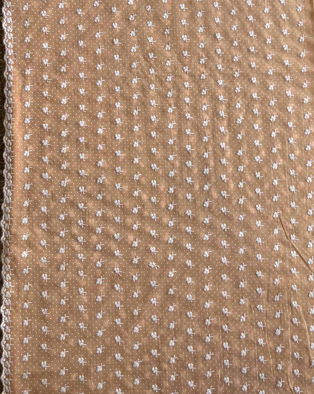 Peach Embroiderd Cotton Fabric