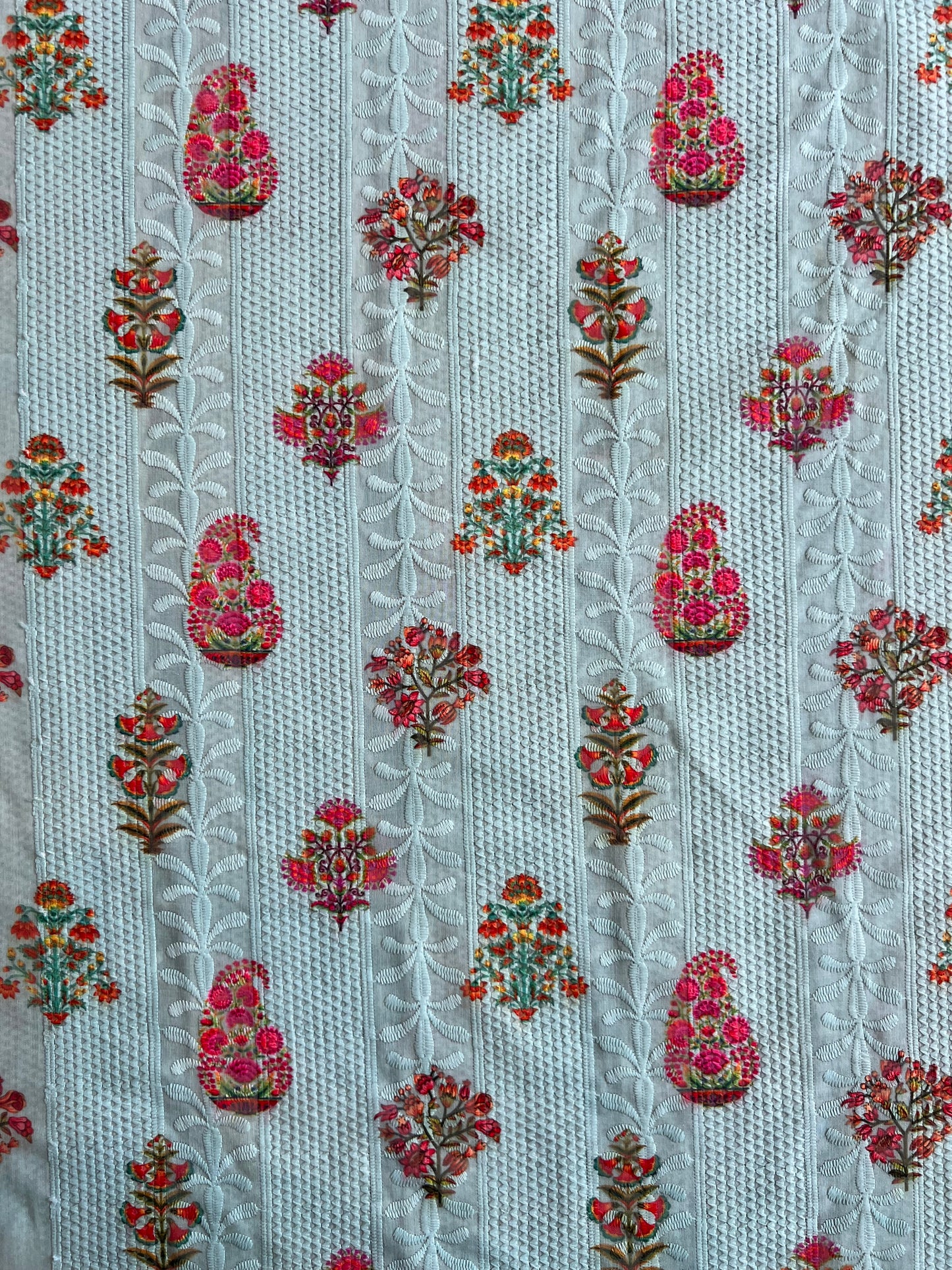 Aqua Blue Cotton Embroidery with Jaipuri Printed Fabric