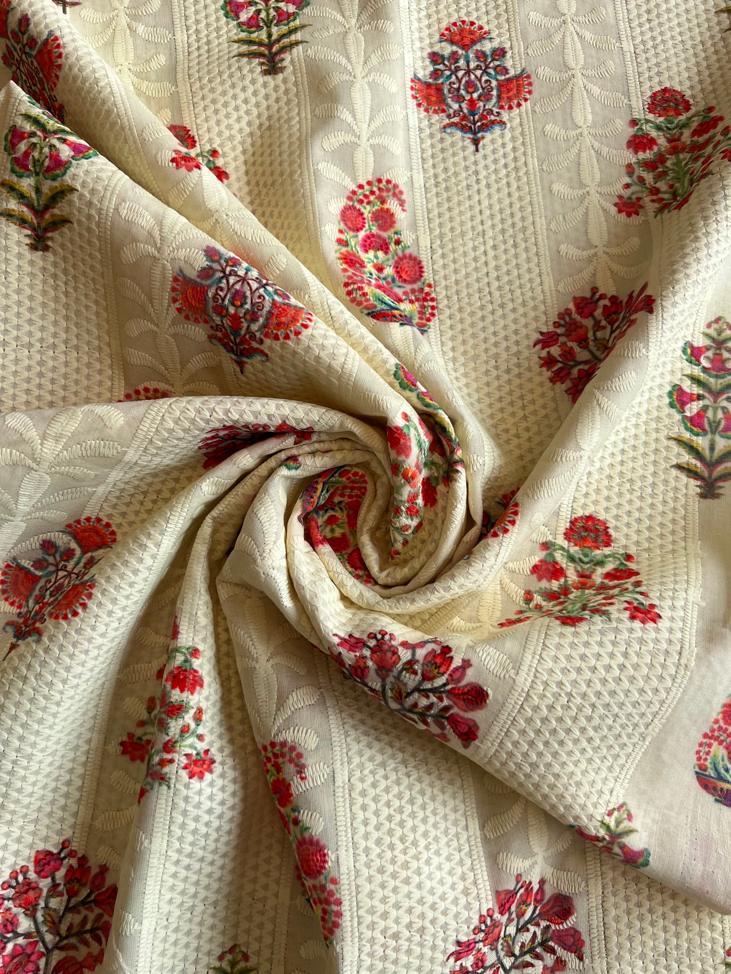 Lemon Cotton Embroidery with Jaipuri Printed Fabric