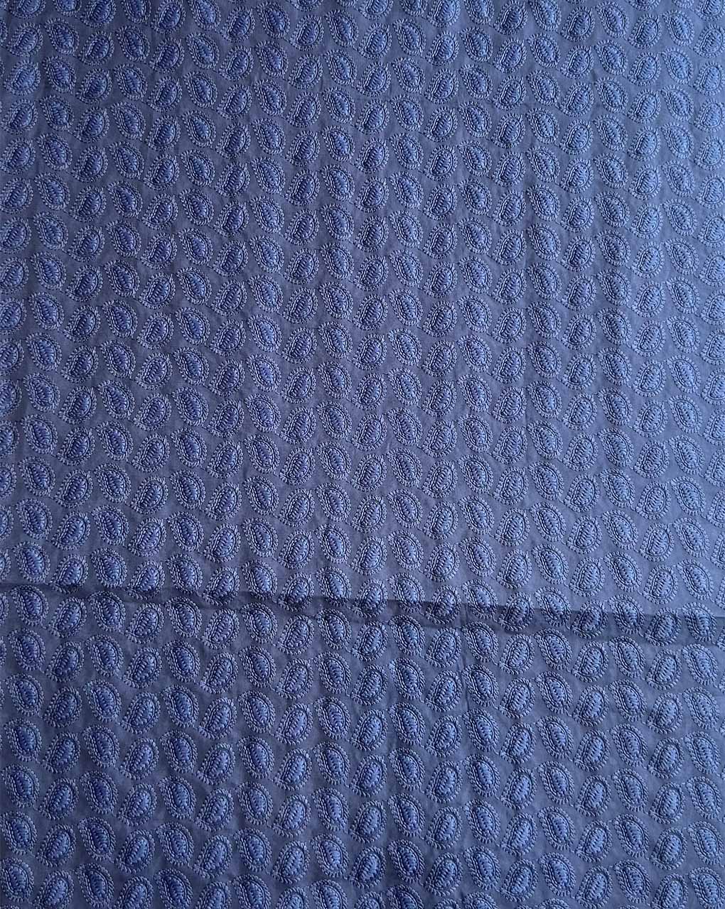 Blue Embroidered Cotton Fabric