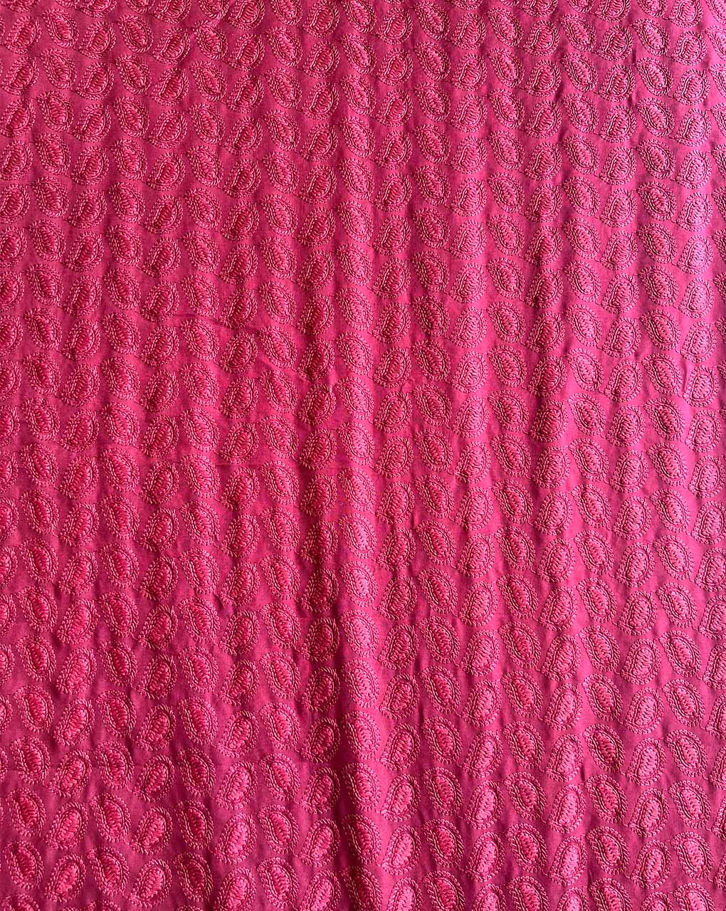 Maroon Embroidered Cotton Fabric