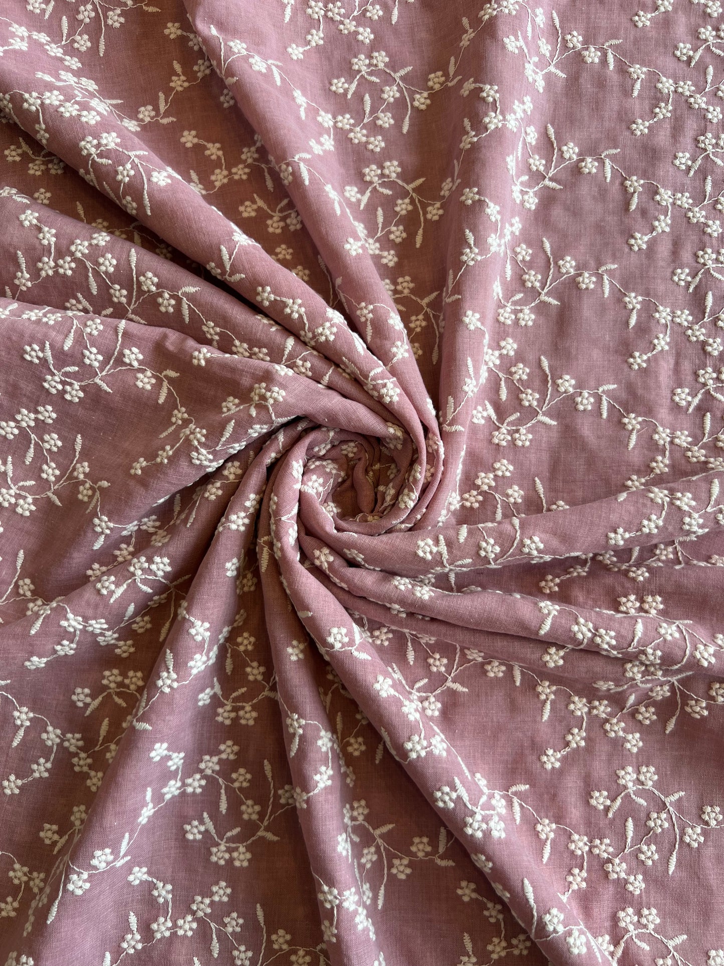 Wine Colour All Over Embroidered 2 by 2 Rubia Fabric