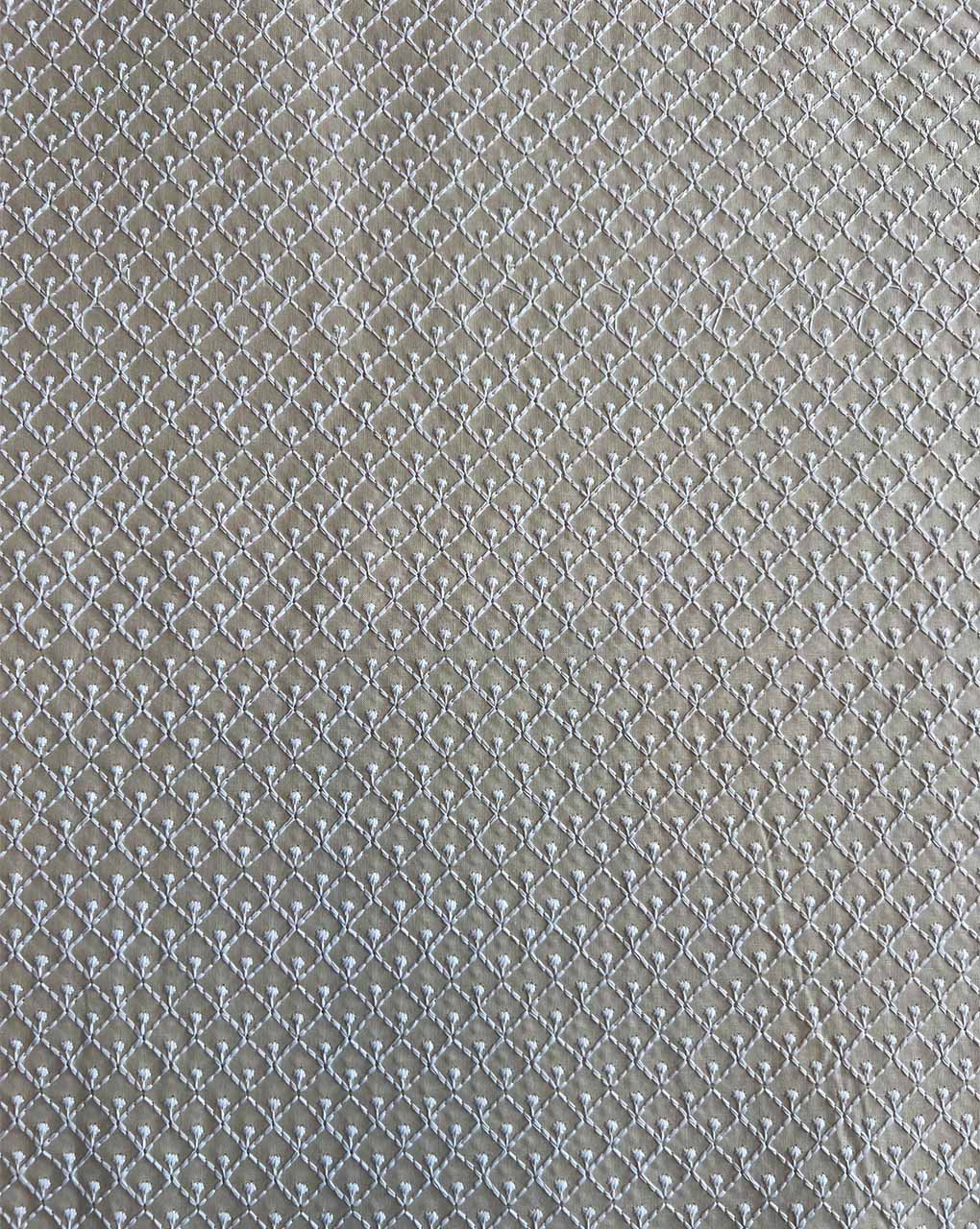 Beige Embroidered Cotton Fabric