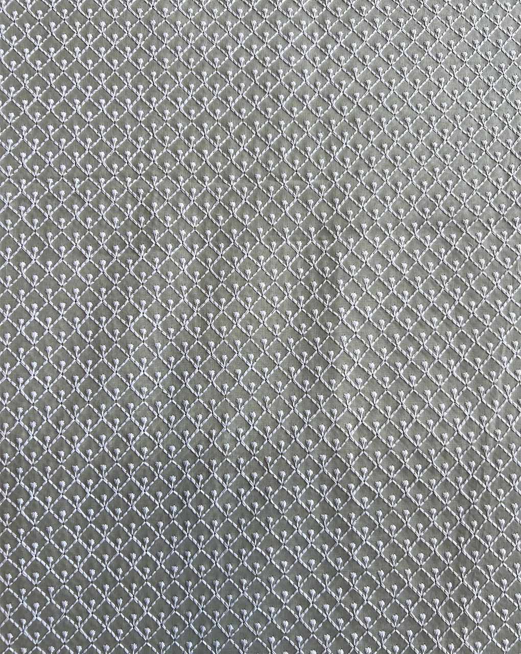 Pista Green Embroidered Cotton Fabric
