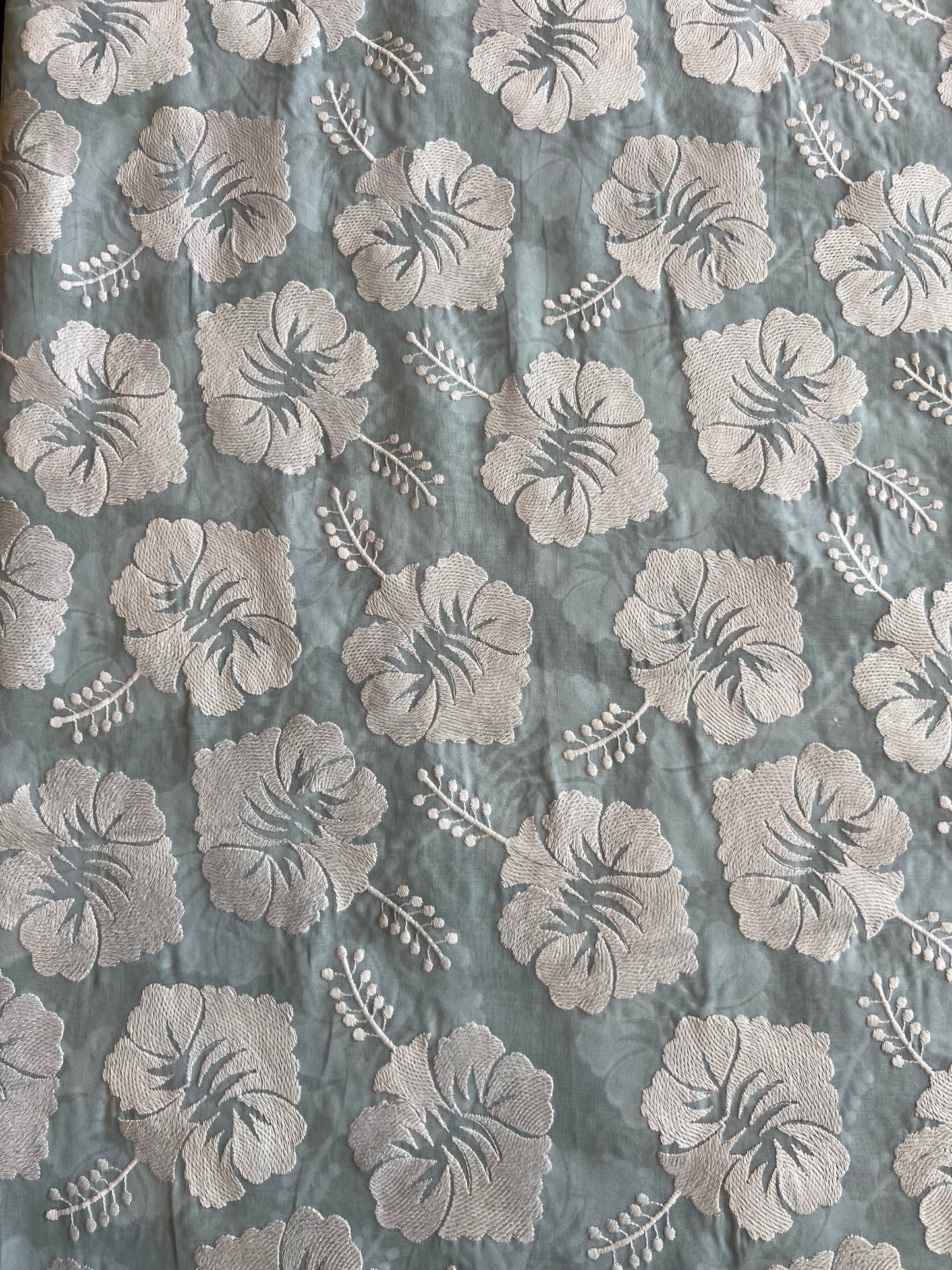 Sky Blue 2 by 2 Rubia Embroidered Fabric