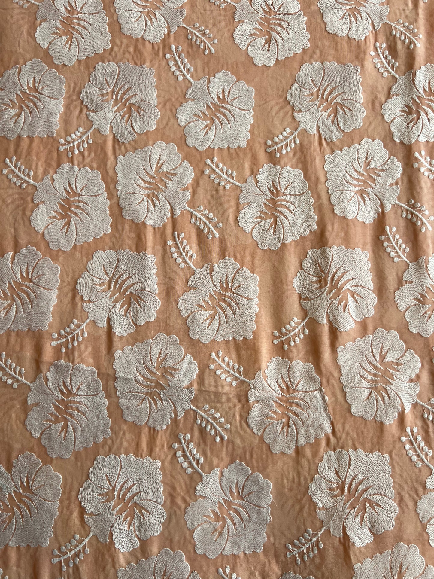Pink Blue 2 by 2 Rubia Embroidered Fabric