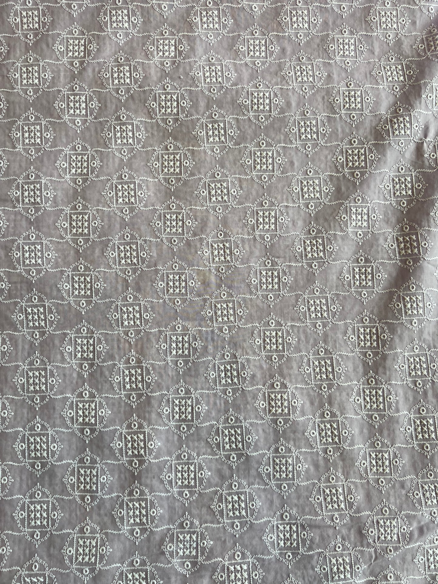 Lavander All Over Geometrical Embroidered Fabric