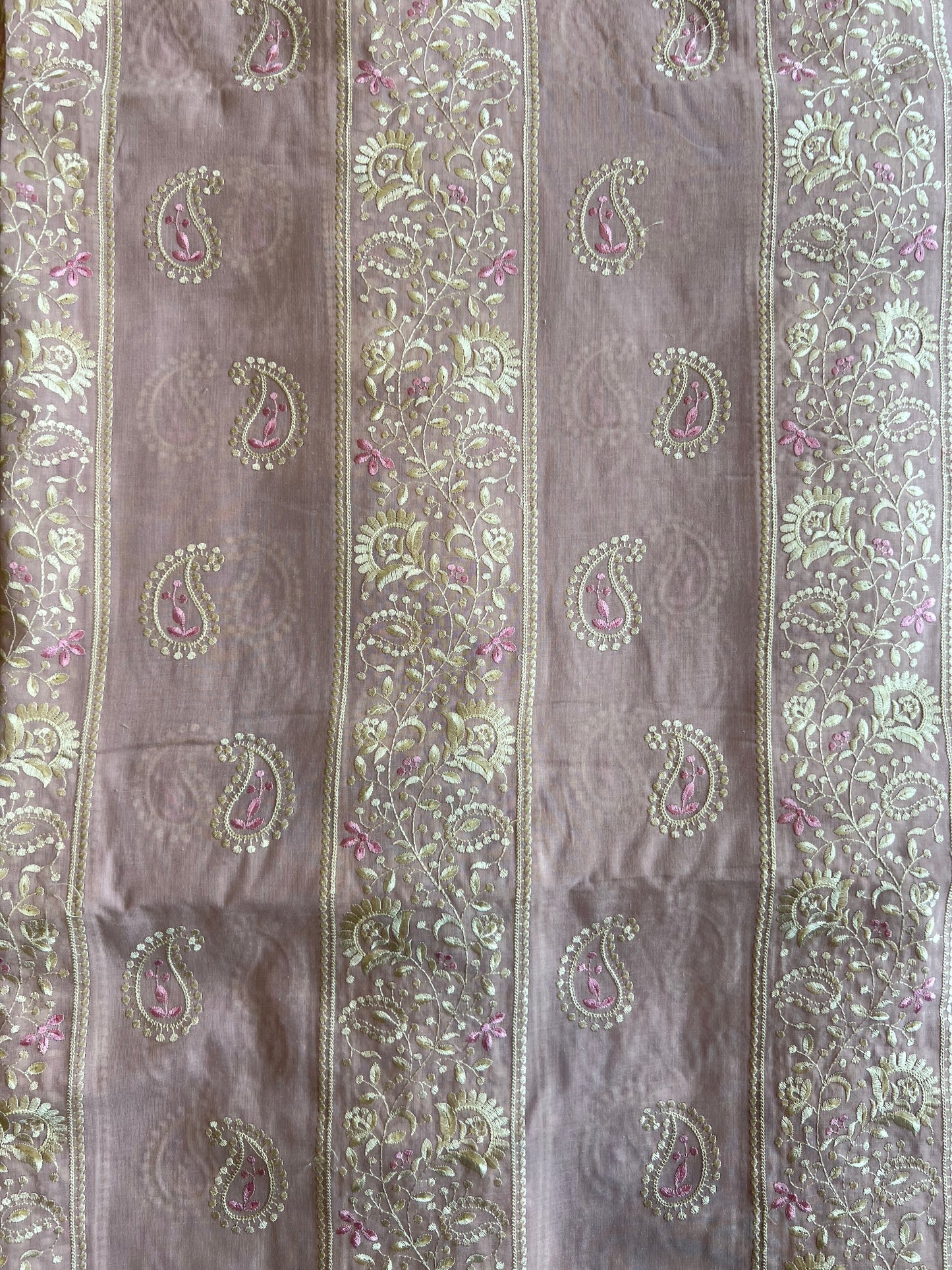 Lilac 2 by 2 Rubia Paisley Embroidered Patti Fabric