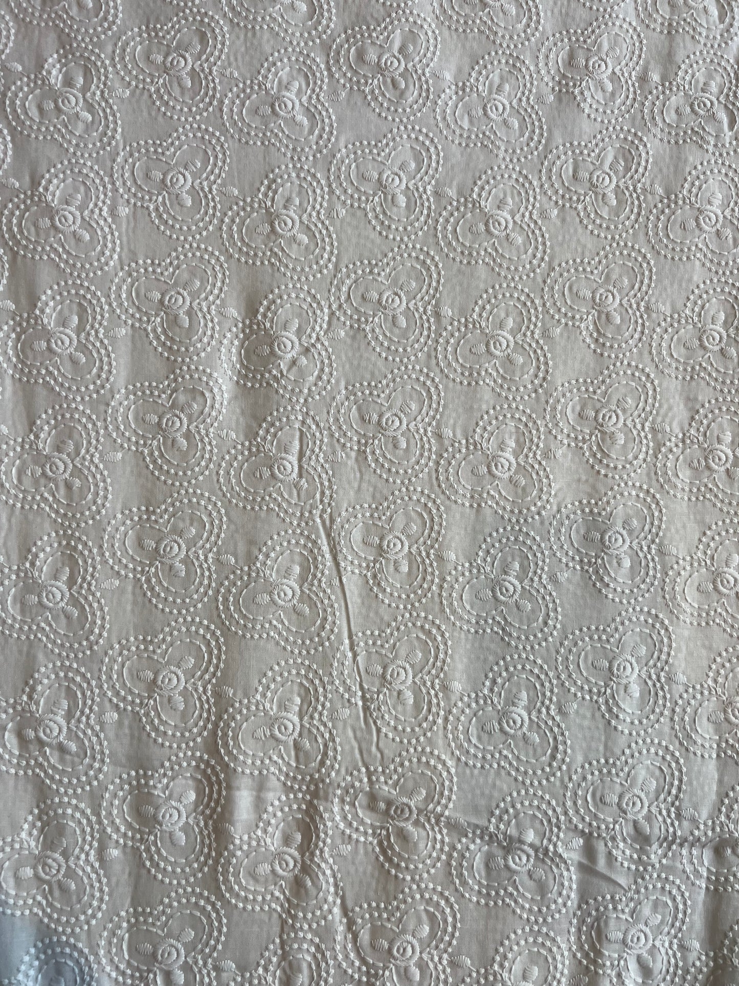 White Cotton Voile Embroidered Fabric