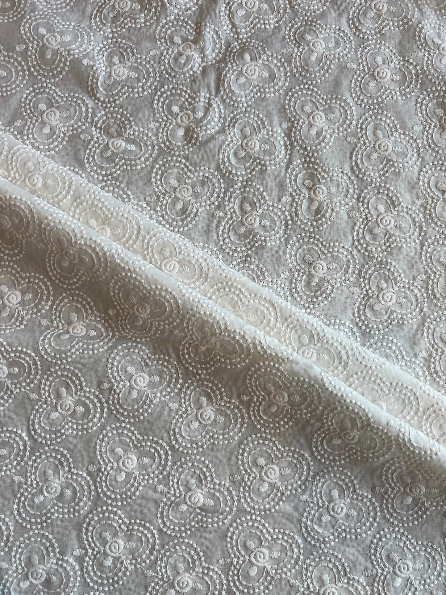 White Cotton Voile Embroidered Fabric