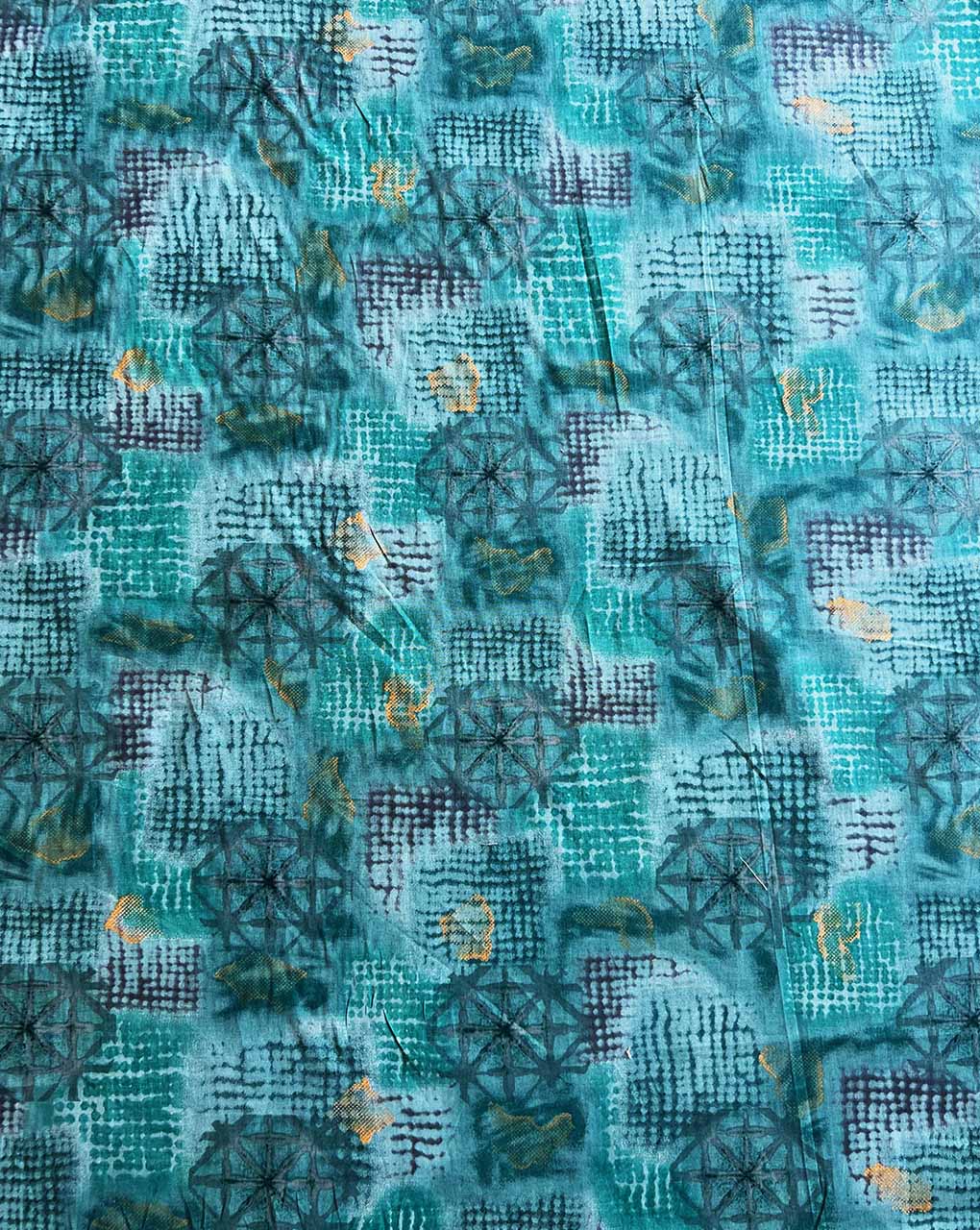 Rama Blue Geometrical Printed Cotton Fabric