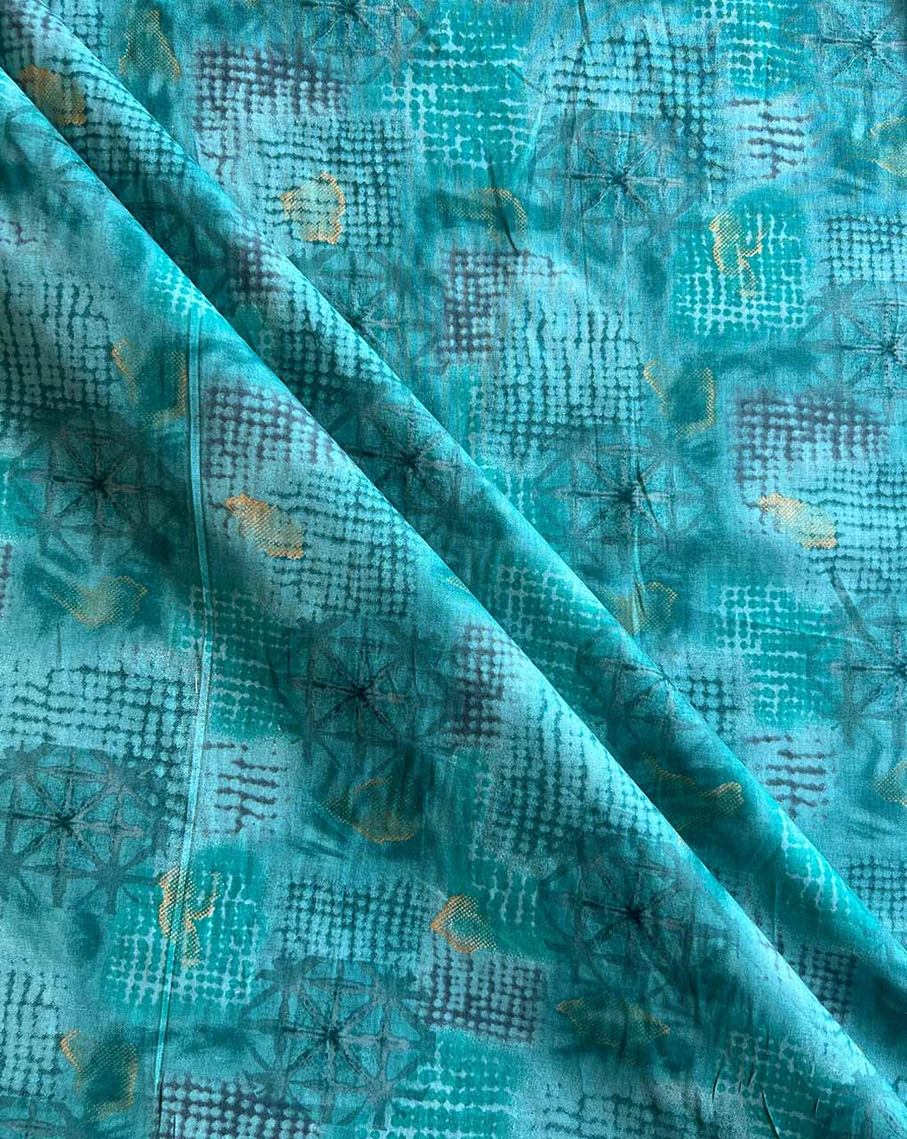 Rama Blue Geometrical Printed Cotton Fabric