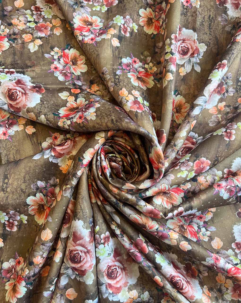 Floral Printed Self Jacquard Fabric