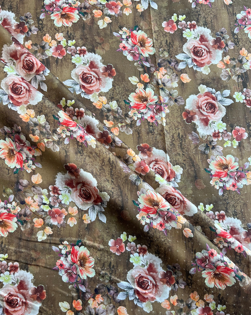 Floral Printed Self Jacquard Fabric