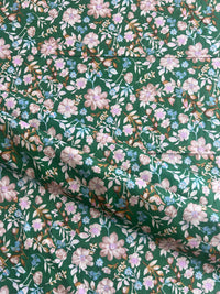 Green Floral Printed Glace Cotton Fabric