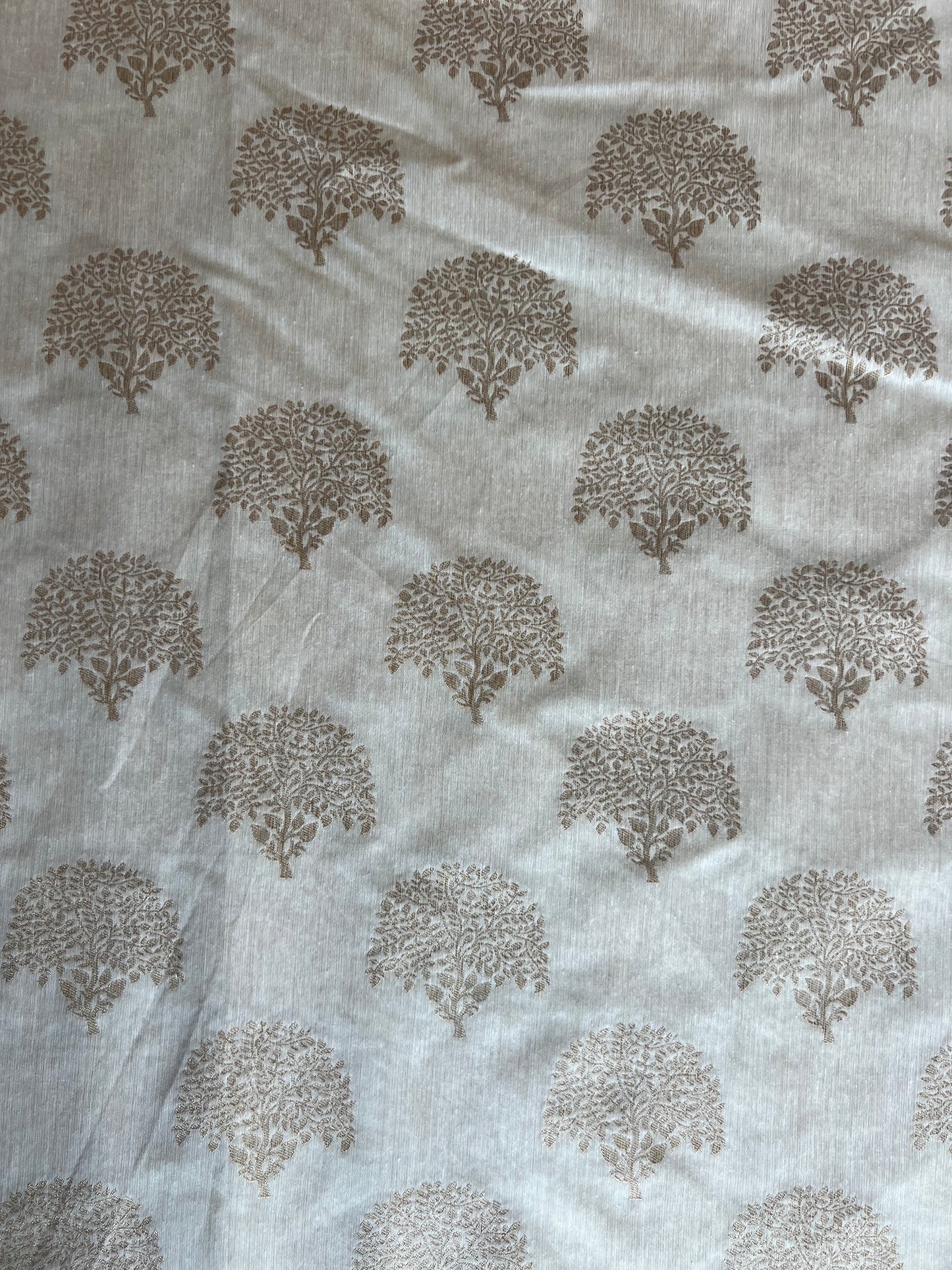Beige Self Weaved Banarsi Fabric