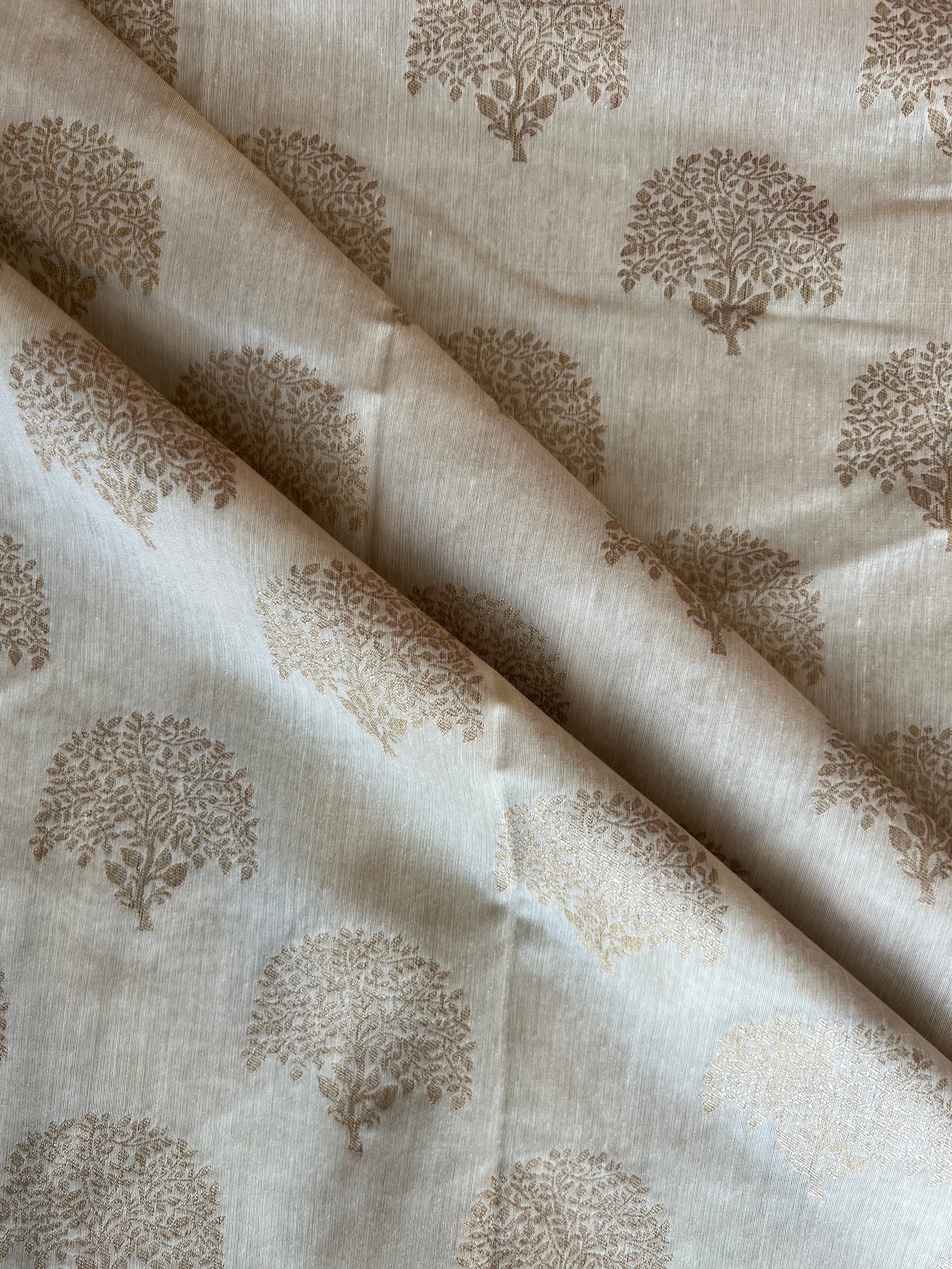 Beige Self Weaved Banarsi Fabric
