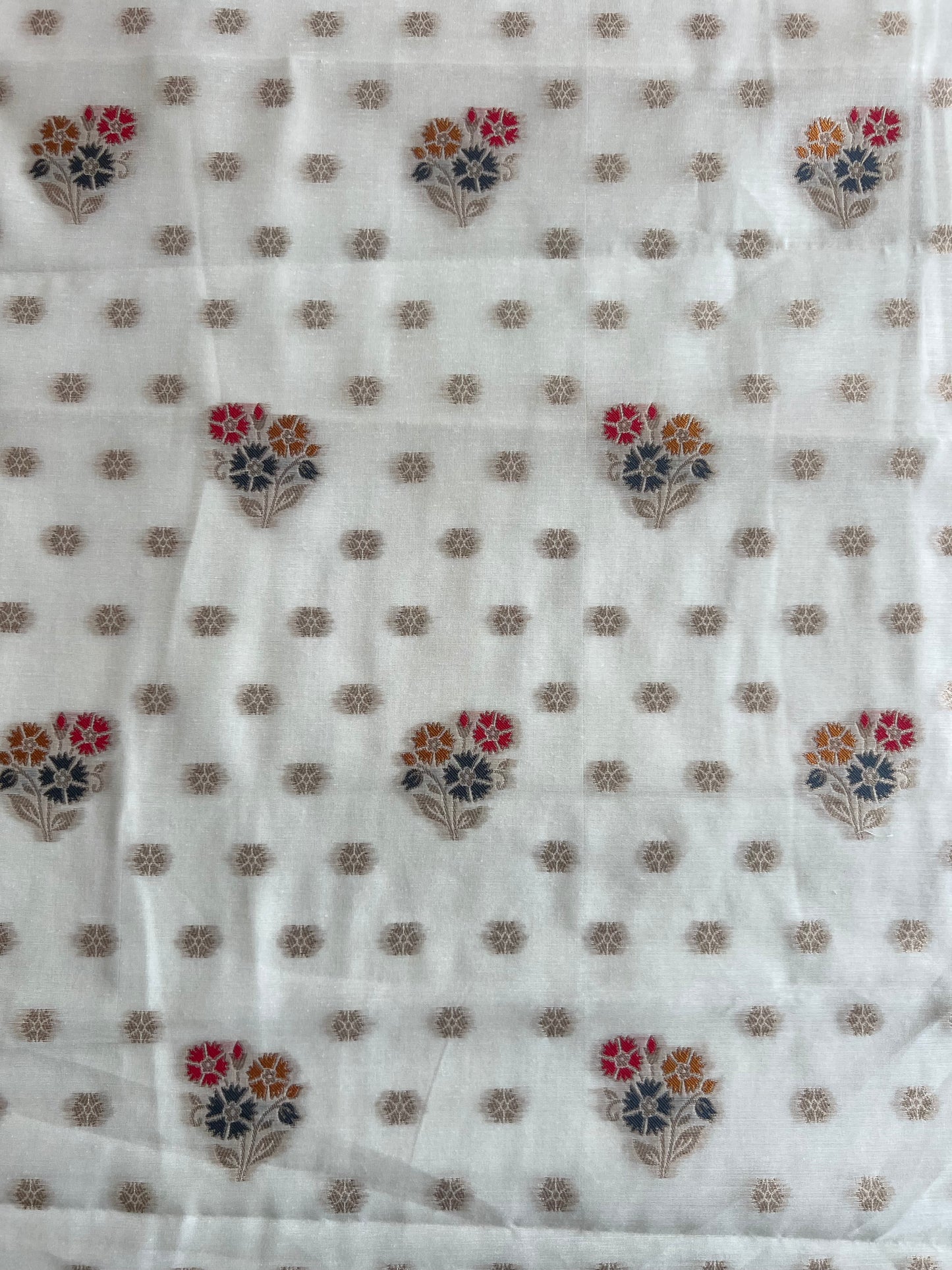 Multi Colour Weaved Buti Maheshwari Dayable Fabric