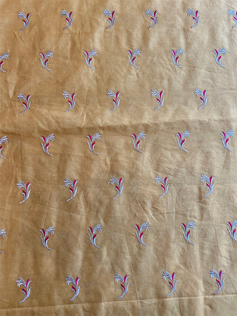 Gold Chanderi Embroidered Fabric