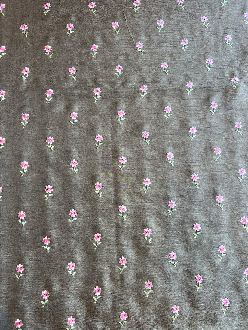 Mouse Viscose Silk Embroidered Fabric