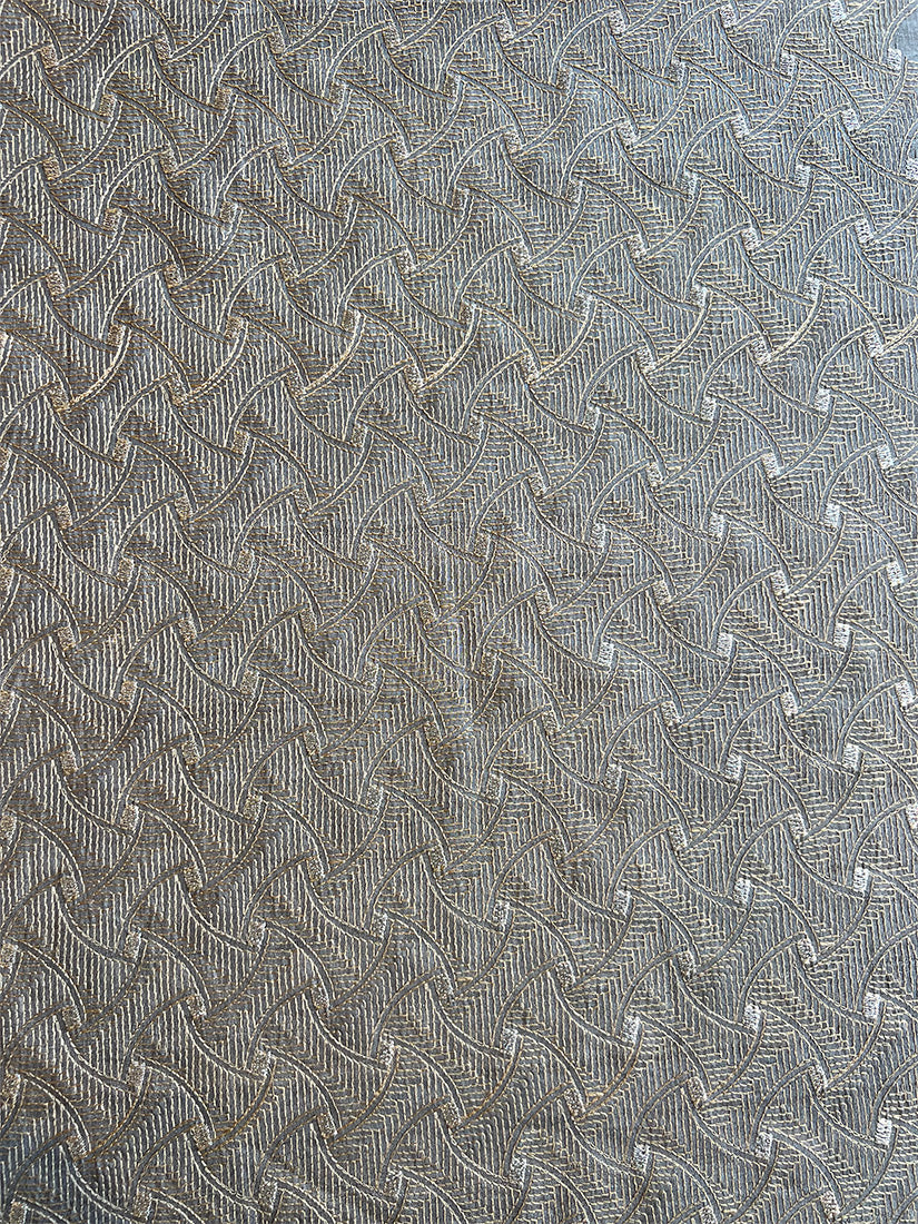 Grey Tusser Silk Embroidered Fabric