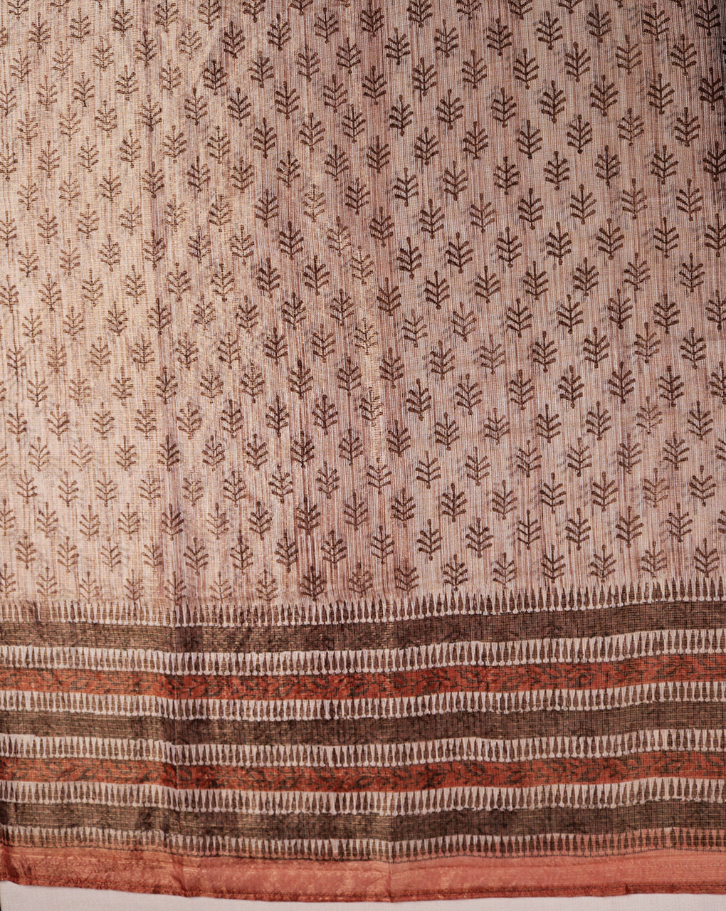 Kota Silk Hand Block Printed Suit with Kota Silk Zari Dupatta