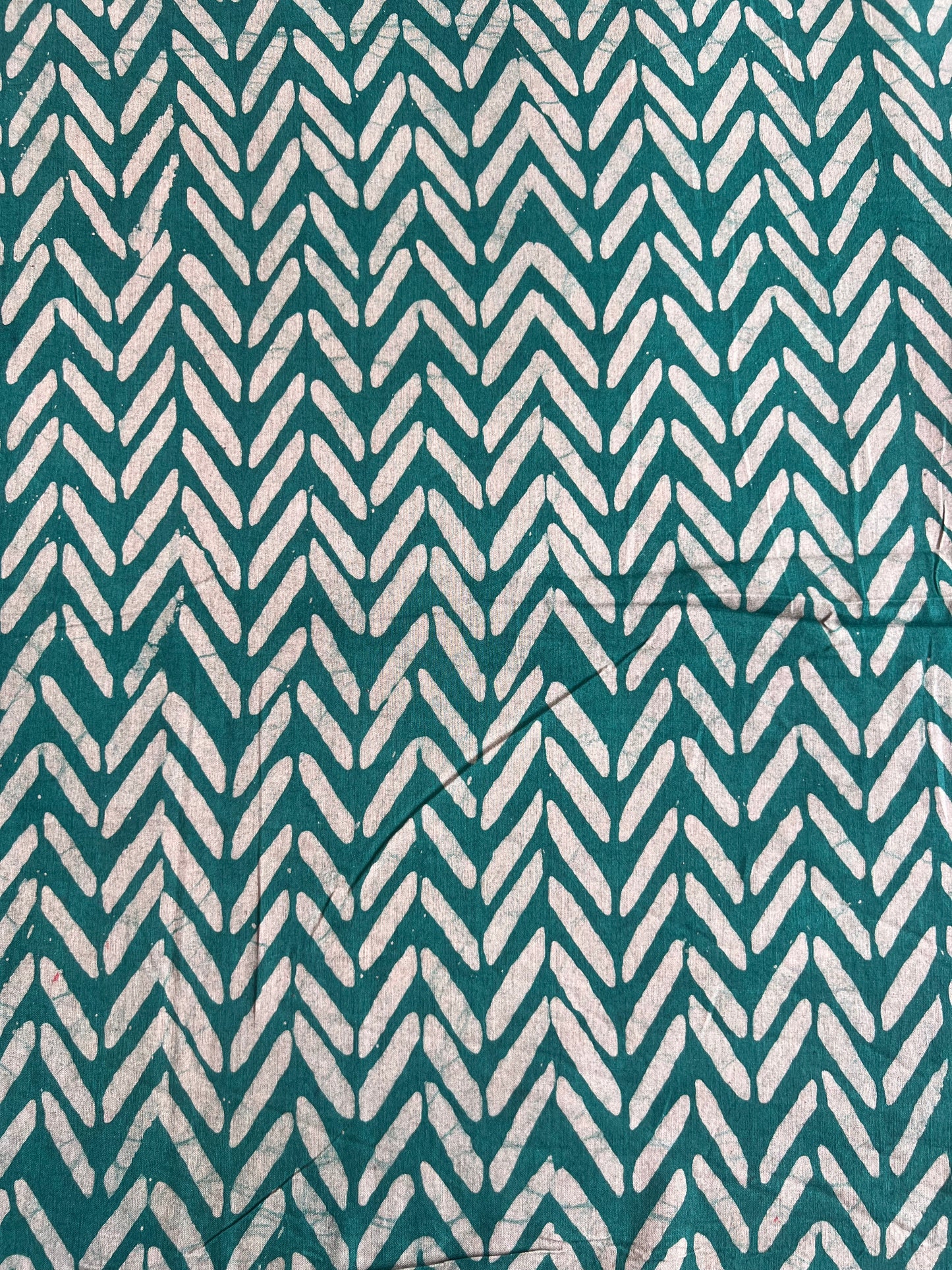 Rama Green Geometrical Batik Printed Cotton Fabric