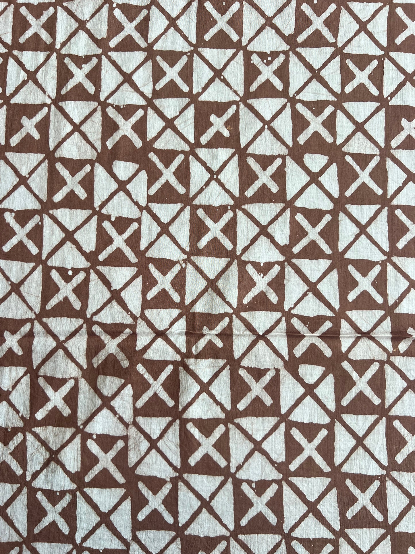 Brown Geometrical Batik Printed Cotton Fabric