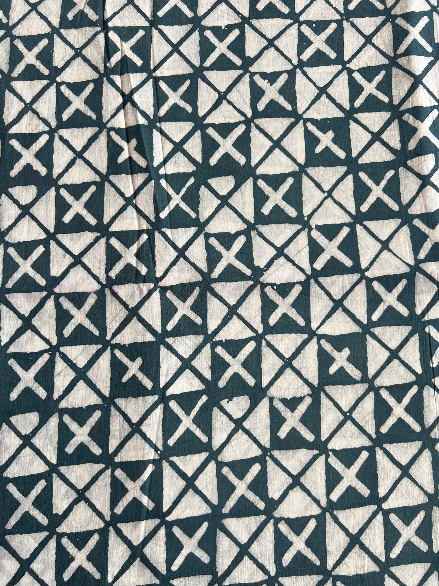 Grey Geometrical Batik Printed Cotton Fabric