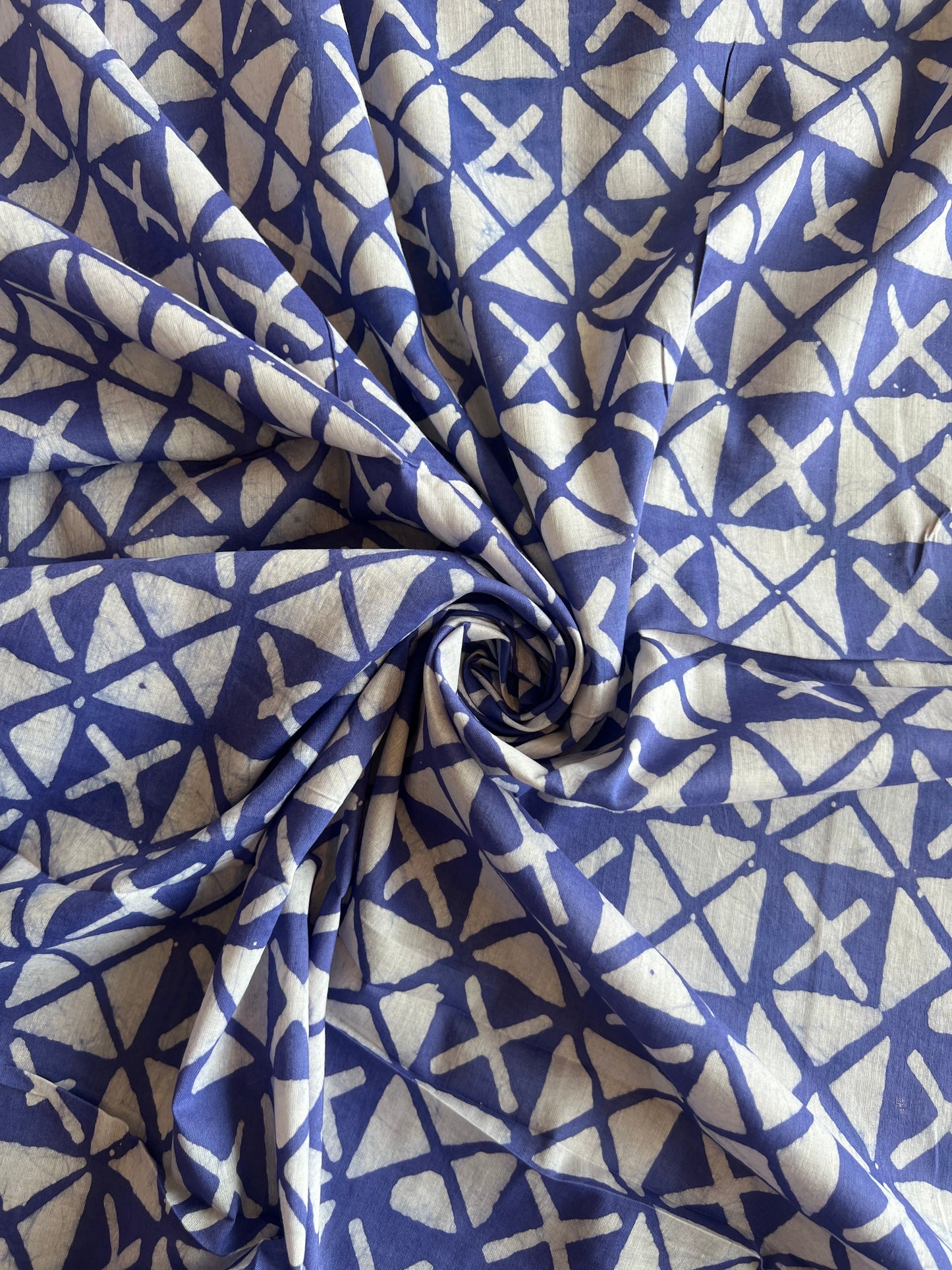 Lavander Geometrical Batik Printed Cotton Fabric